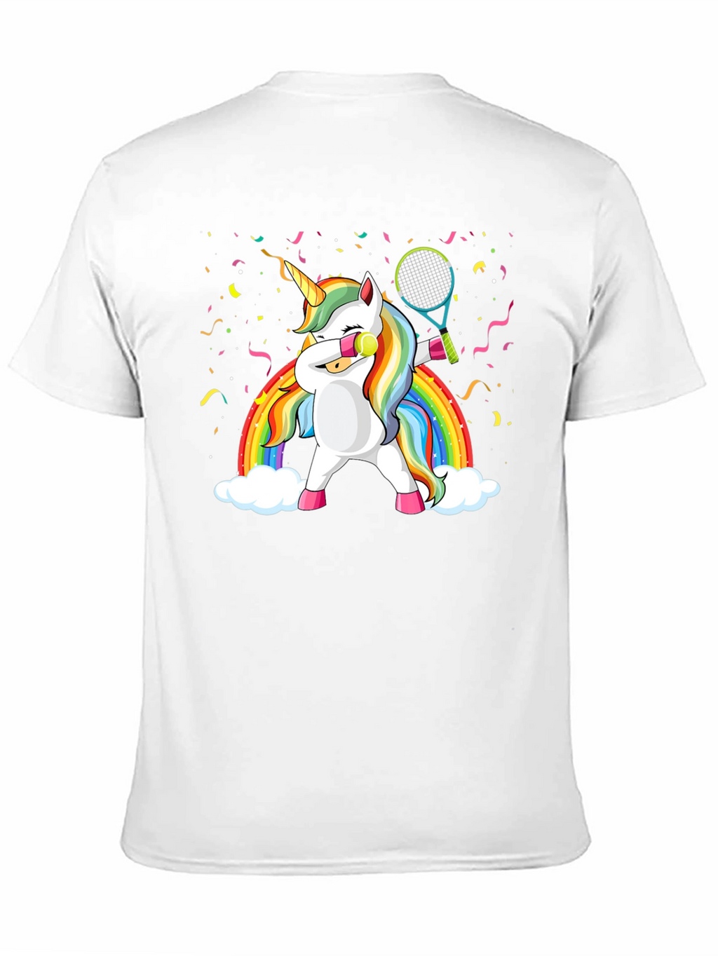 Dabbing Unicorn Tennis Rainbow Graphic T-Shirt