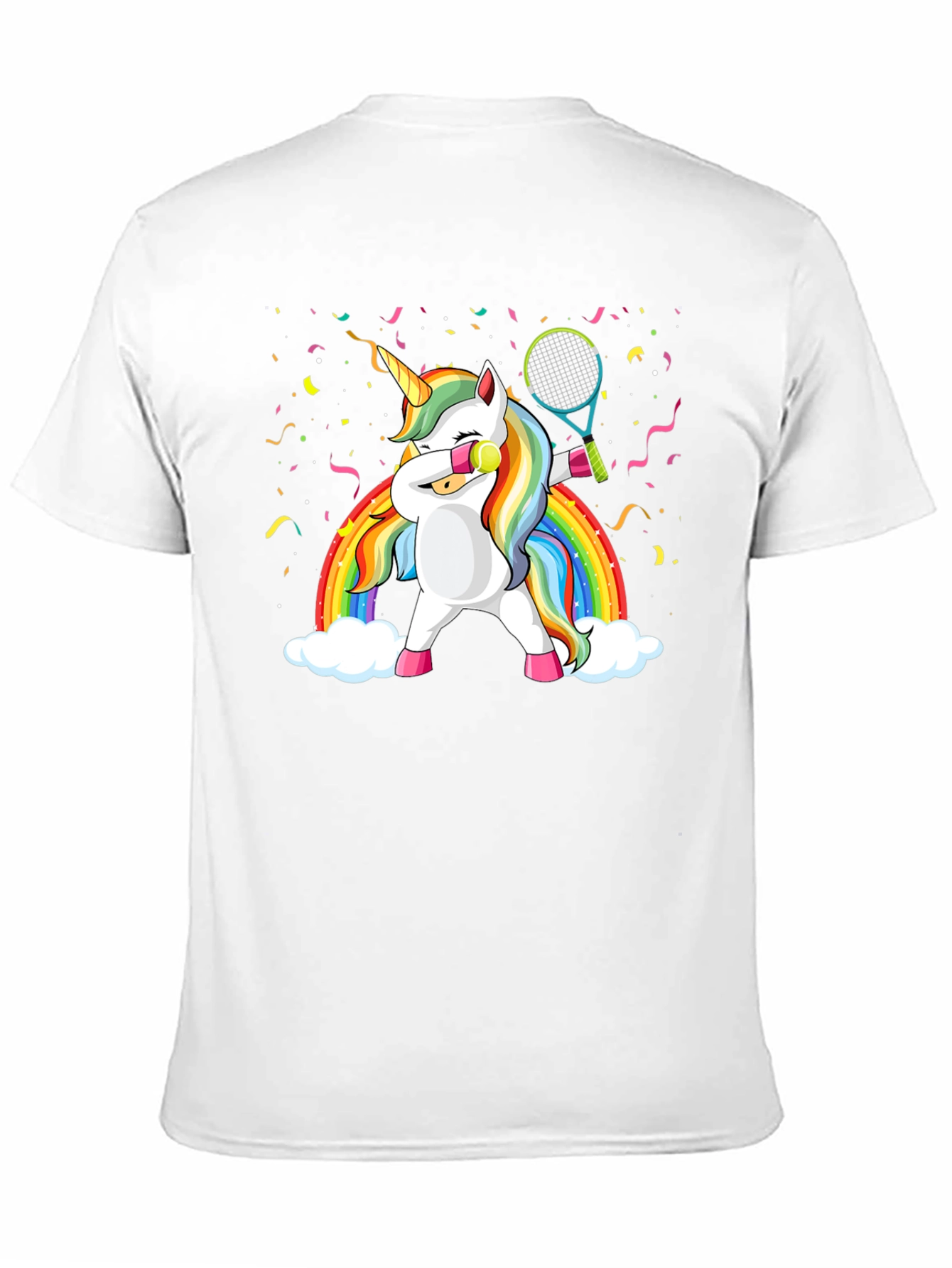 Dabbing Unicorn Tennis Rainbow Graphic T-Shirt