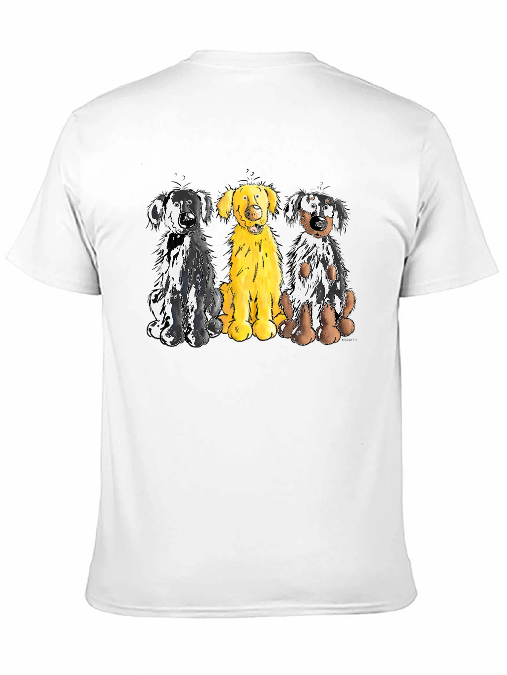 Three Dog Cartoon Graphic T-Shirt