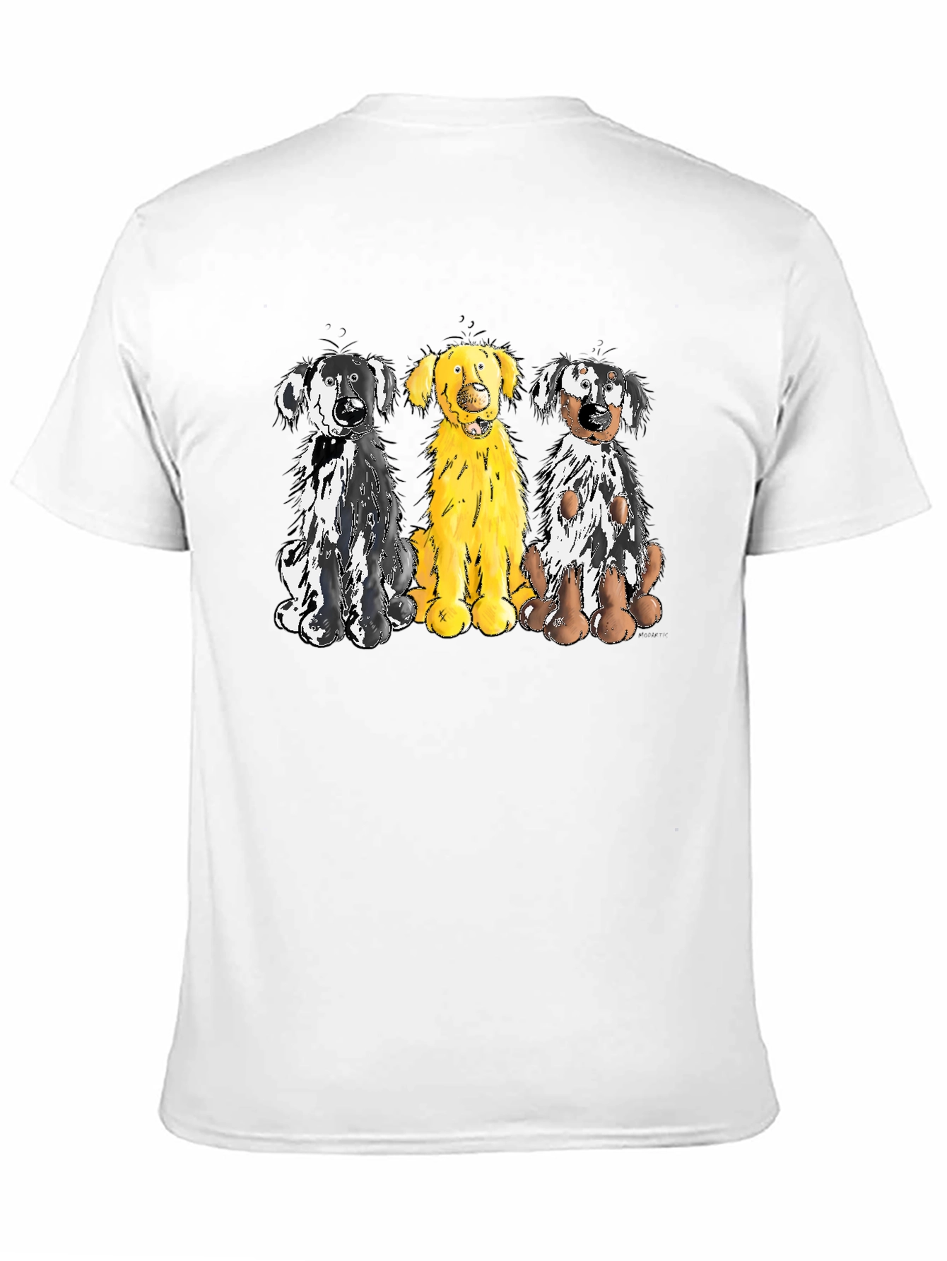 Three Dog Cartoon Graphic T-Shirt