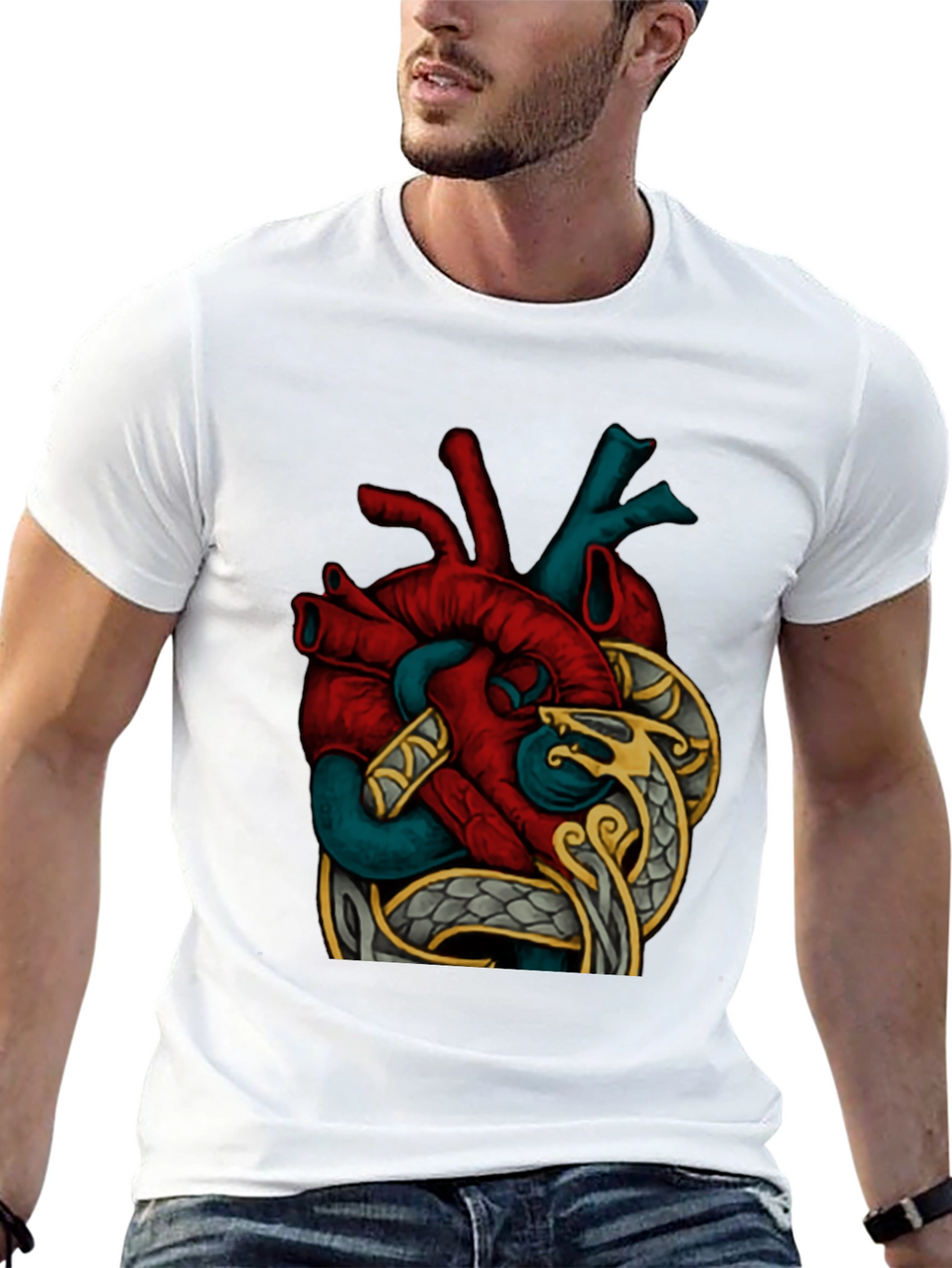 Anatomic Heart Snake Graphic T-Shirt