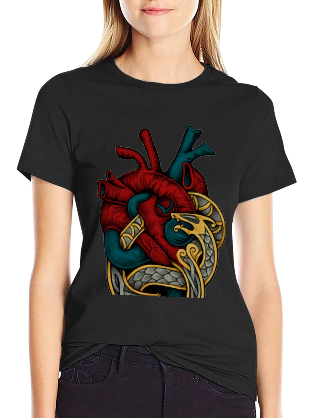 Anatomic Heart Snake Graphic T-Shirt