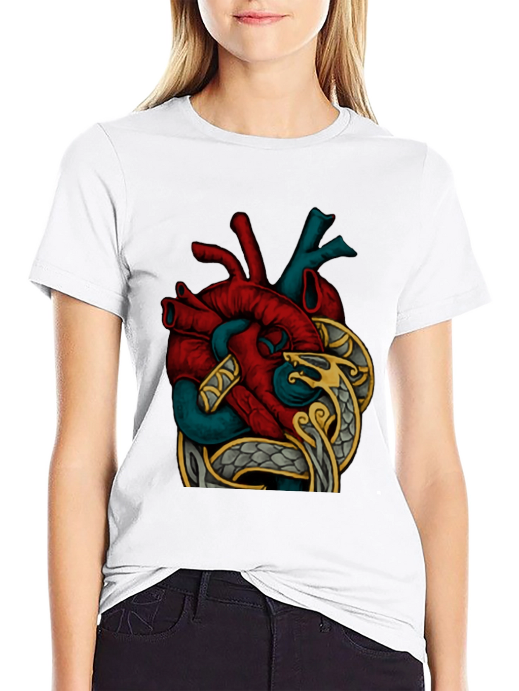 Anatomic Heart Snake Graphic T-Shirt