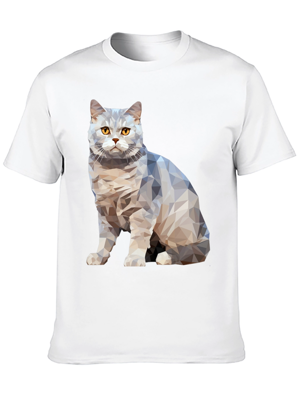 Geometric Cat Print Black T-Shirt