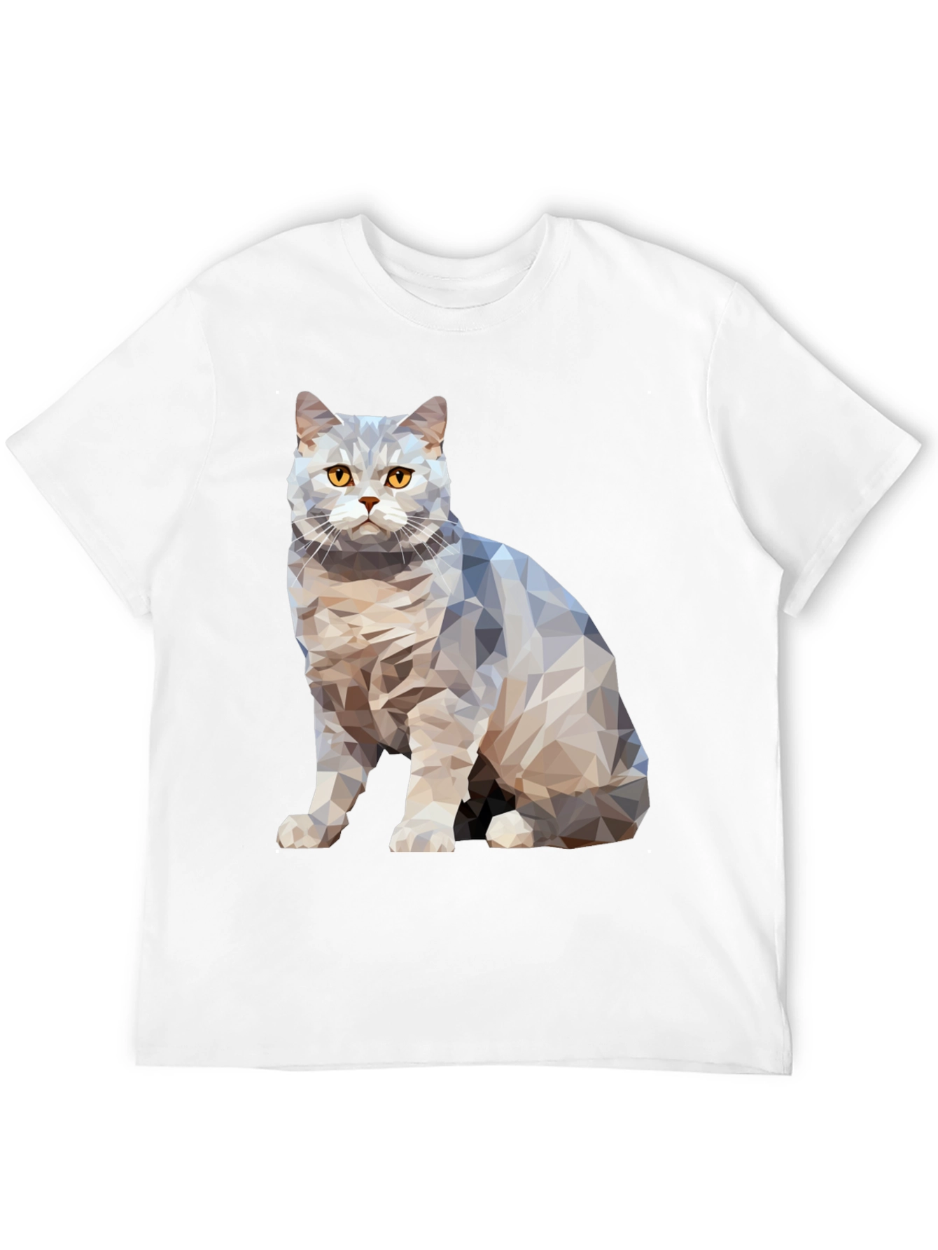 Geometric Cat Print Black T-Shirt