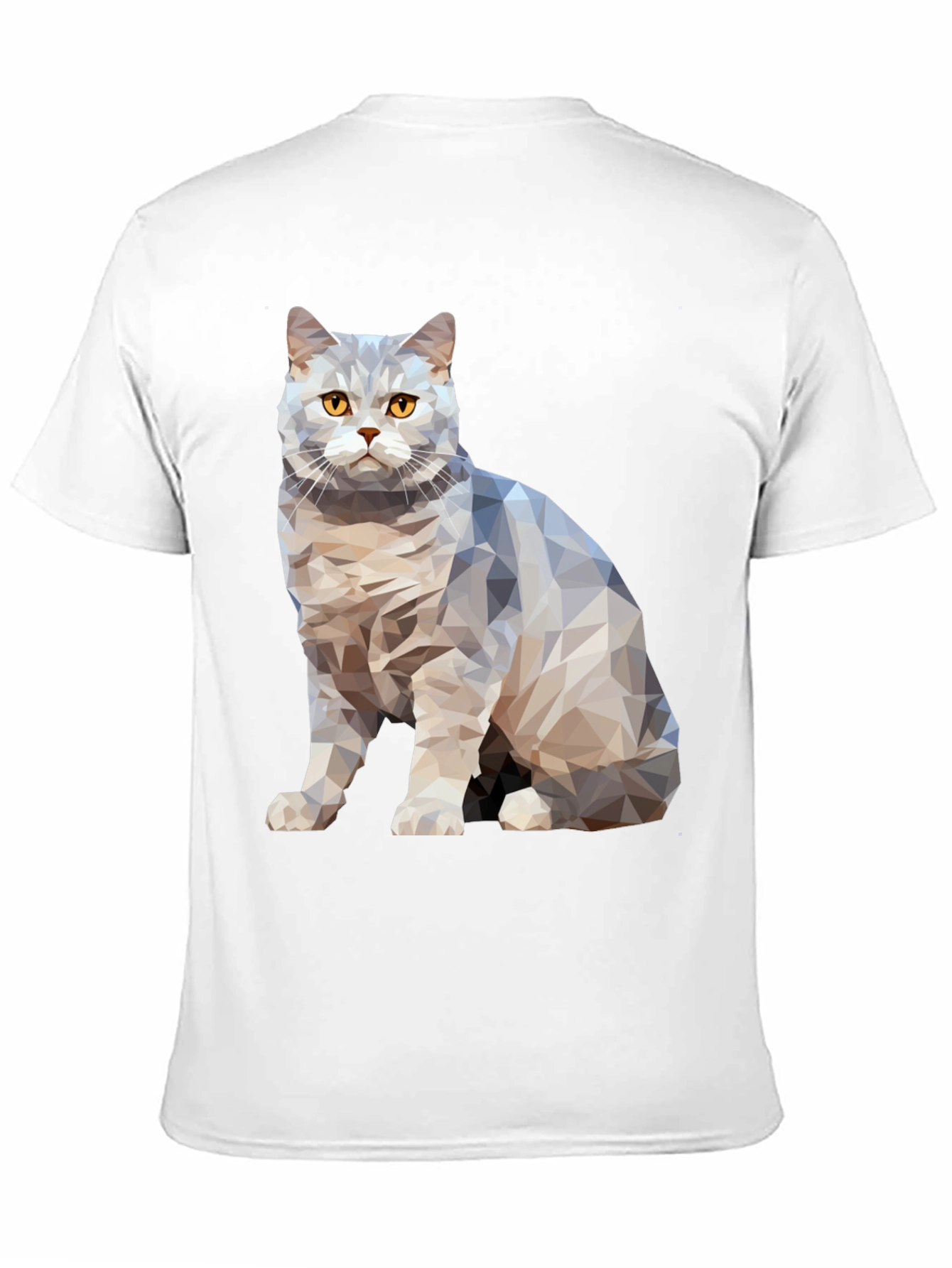 Geometric Cat Print Black T-Shirt