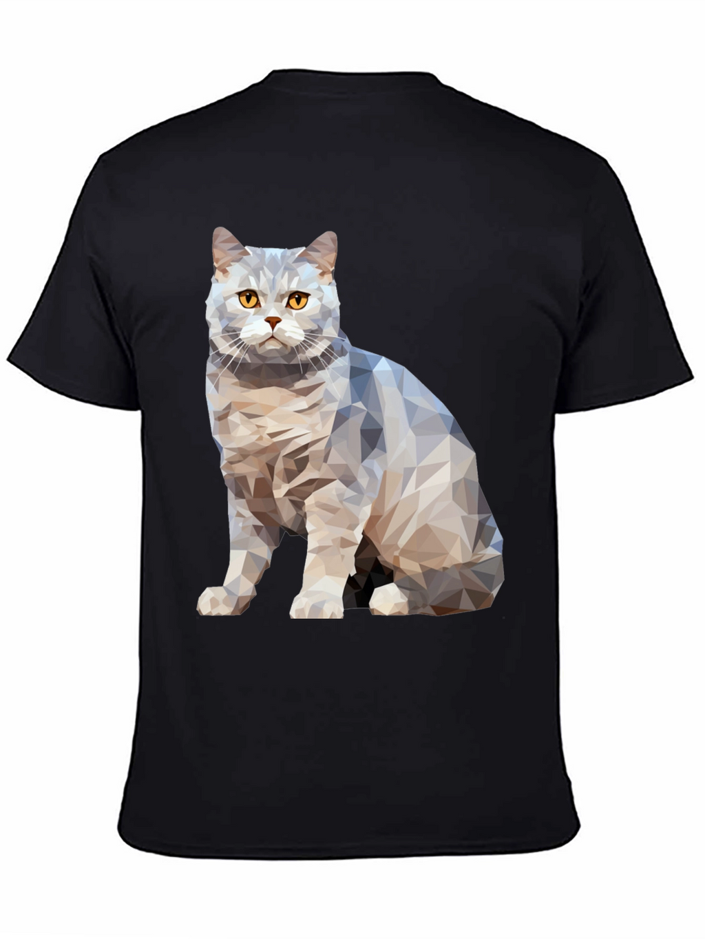 Geometric Cat Print Black T-Shirt