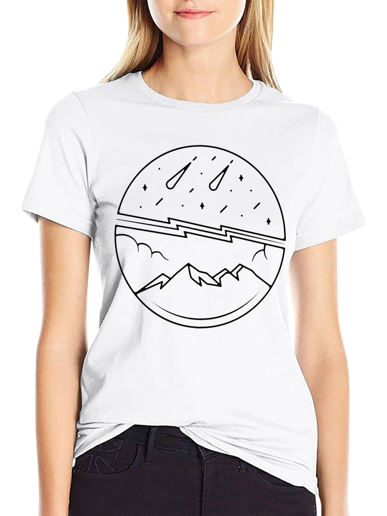 Mountain & Meteor Shower Graphic Tee - Black