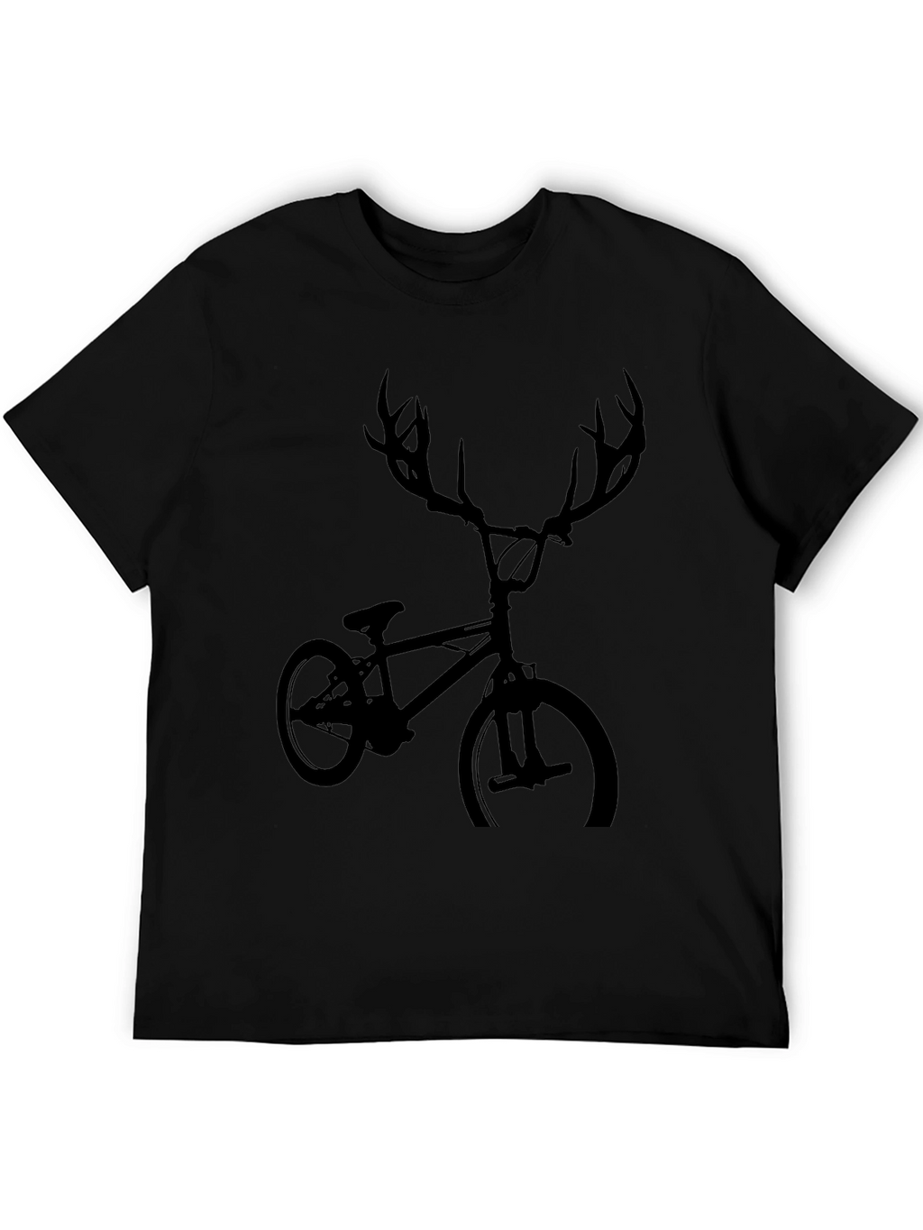 Cool Deer Antler Bicycle Black T-Shirt