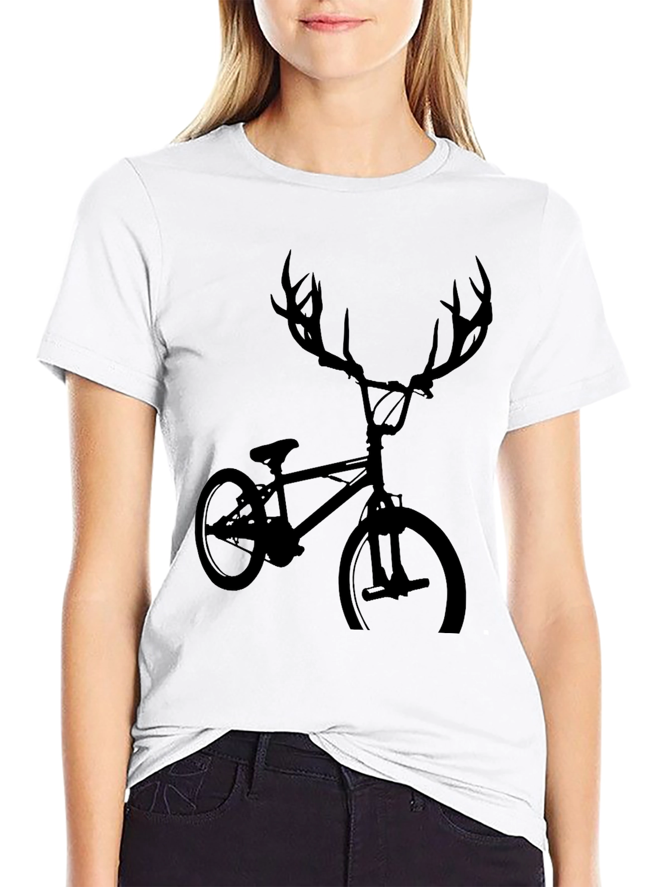 Cool Deer Antler Bicycle Black T-Shirt