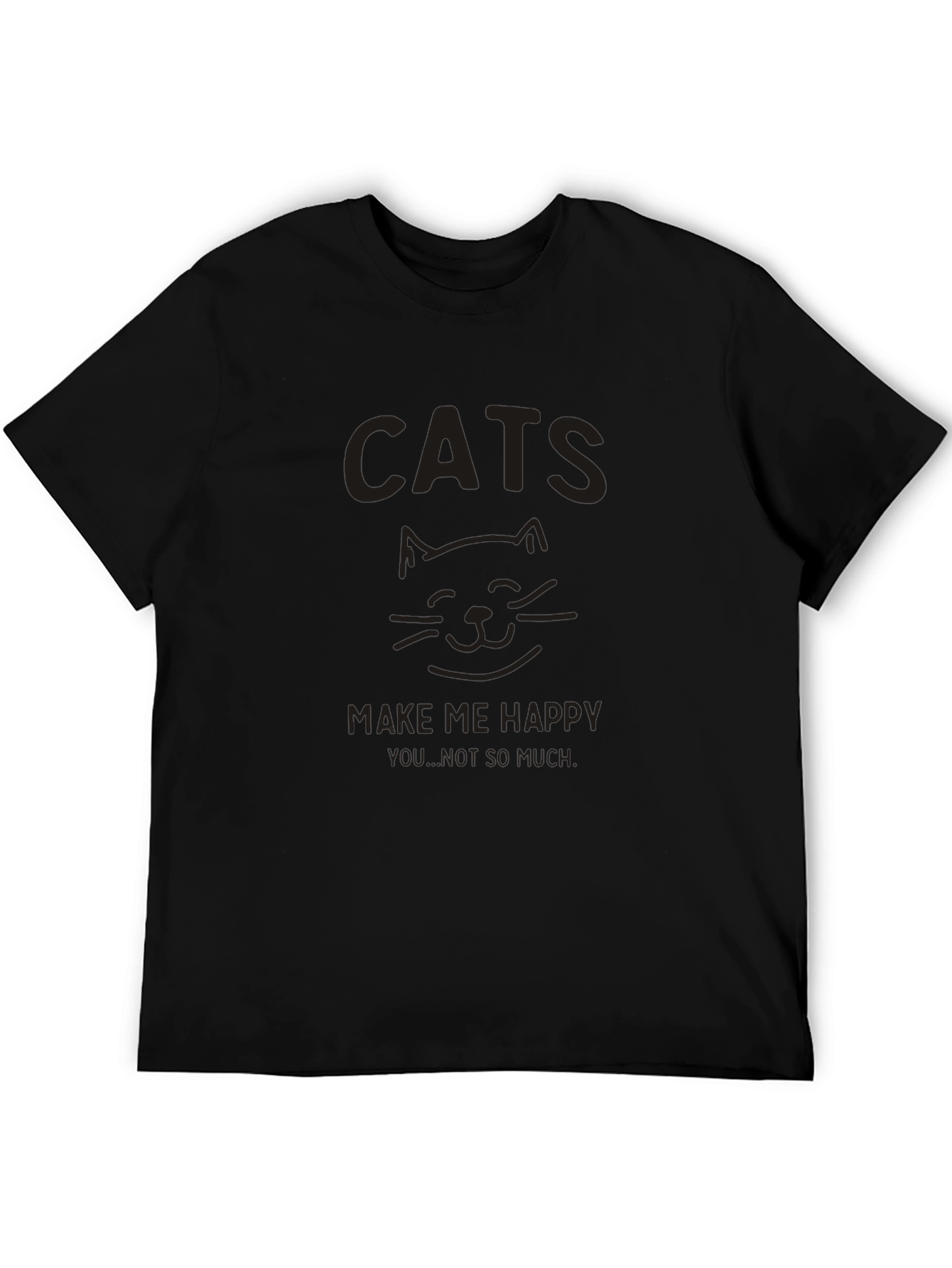 Cats Make Me Happy Black Graphic Tee