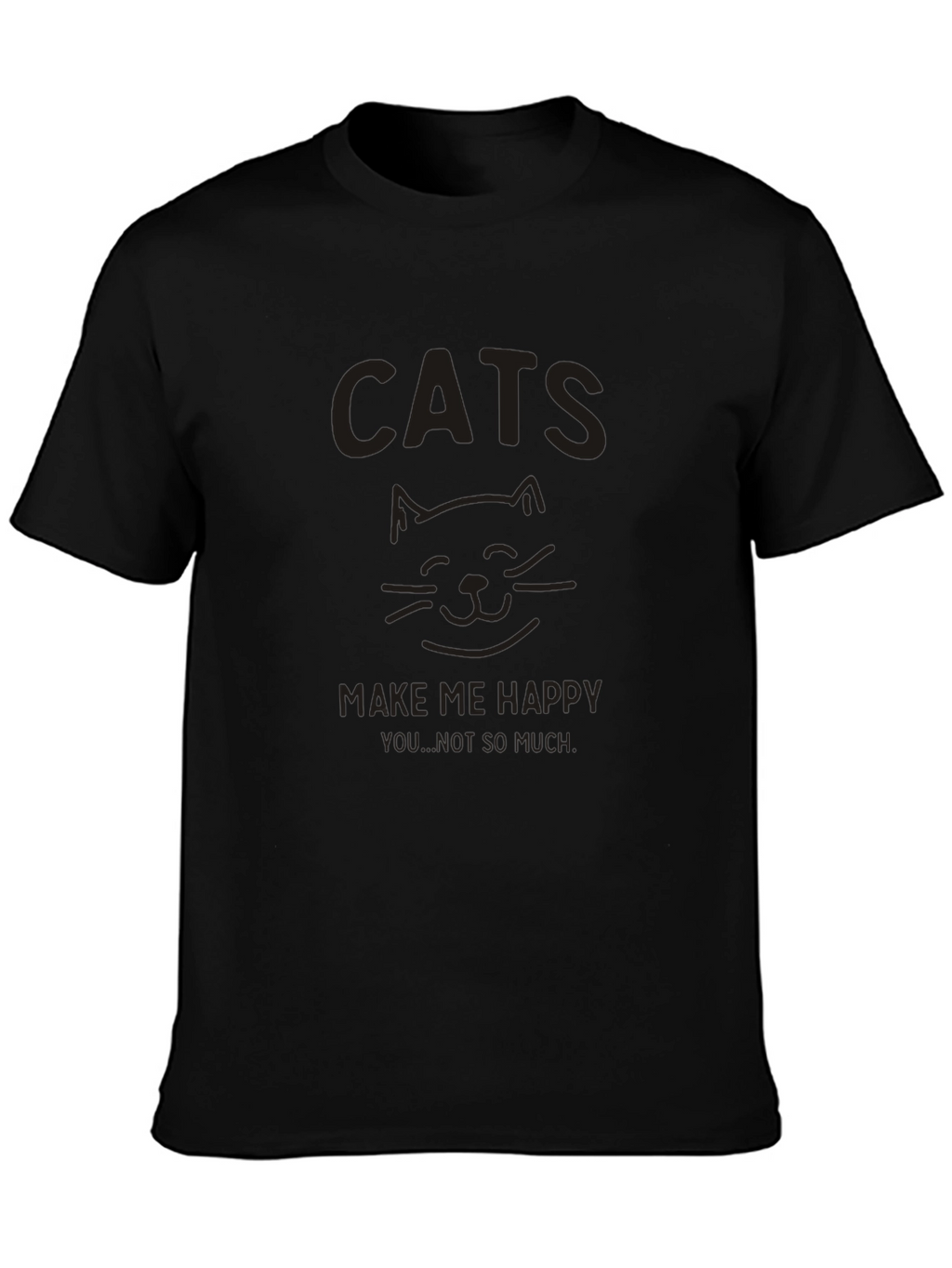 Cats Make Me Happy Black Graphic Tee