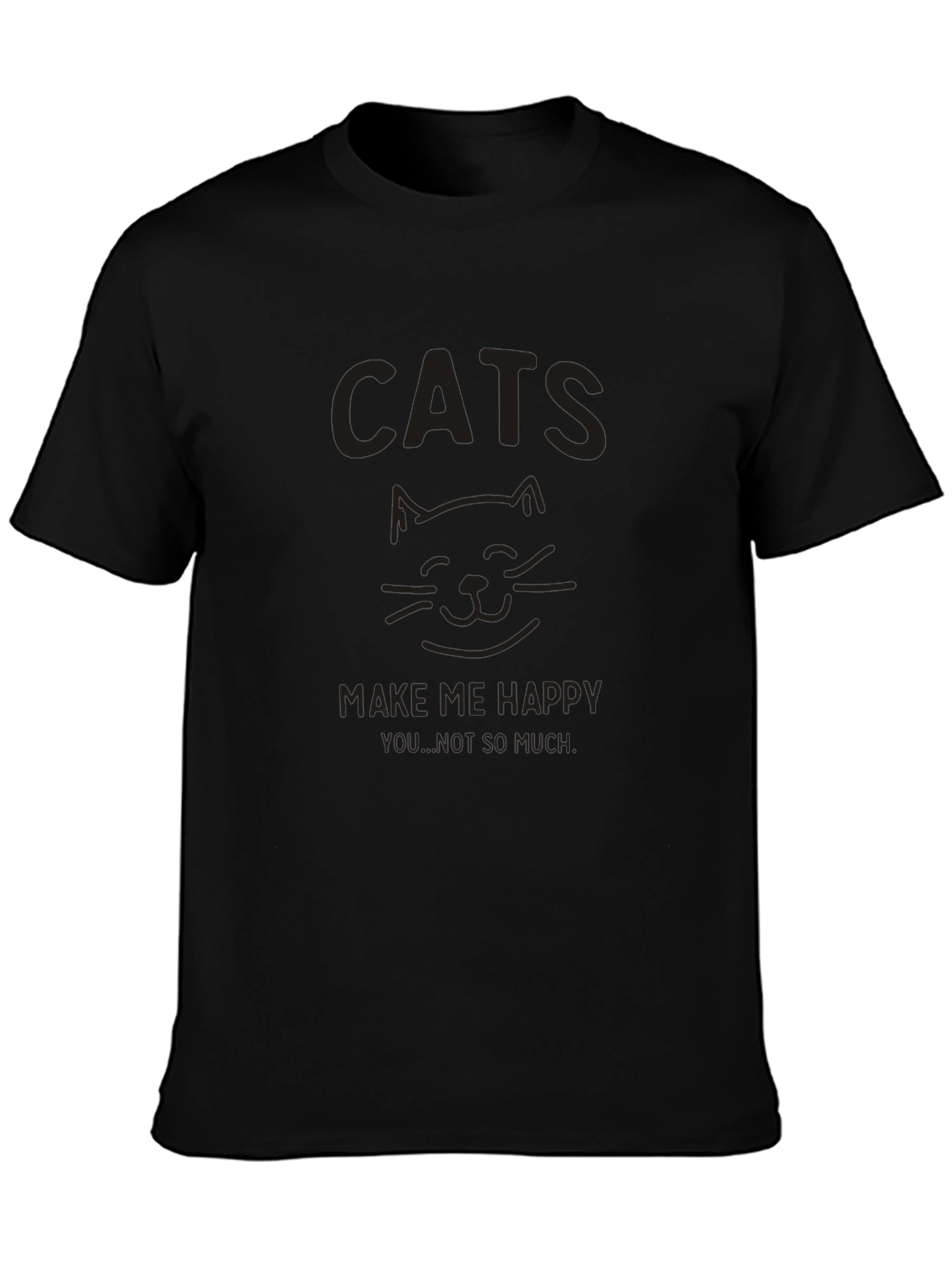 Cats Make Me Happy Black Graphic Tee
