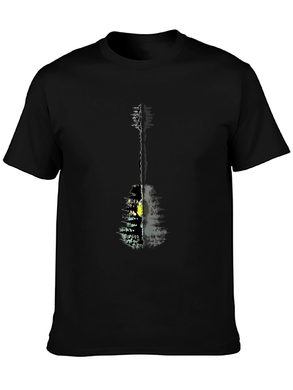 Guitar Forest Graphic Tee - Black Cotton Shirt