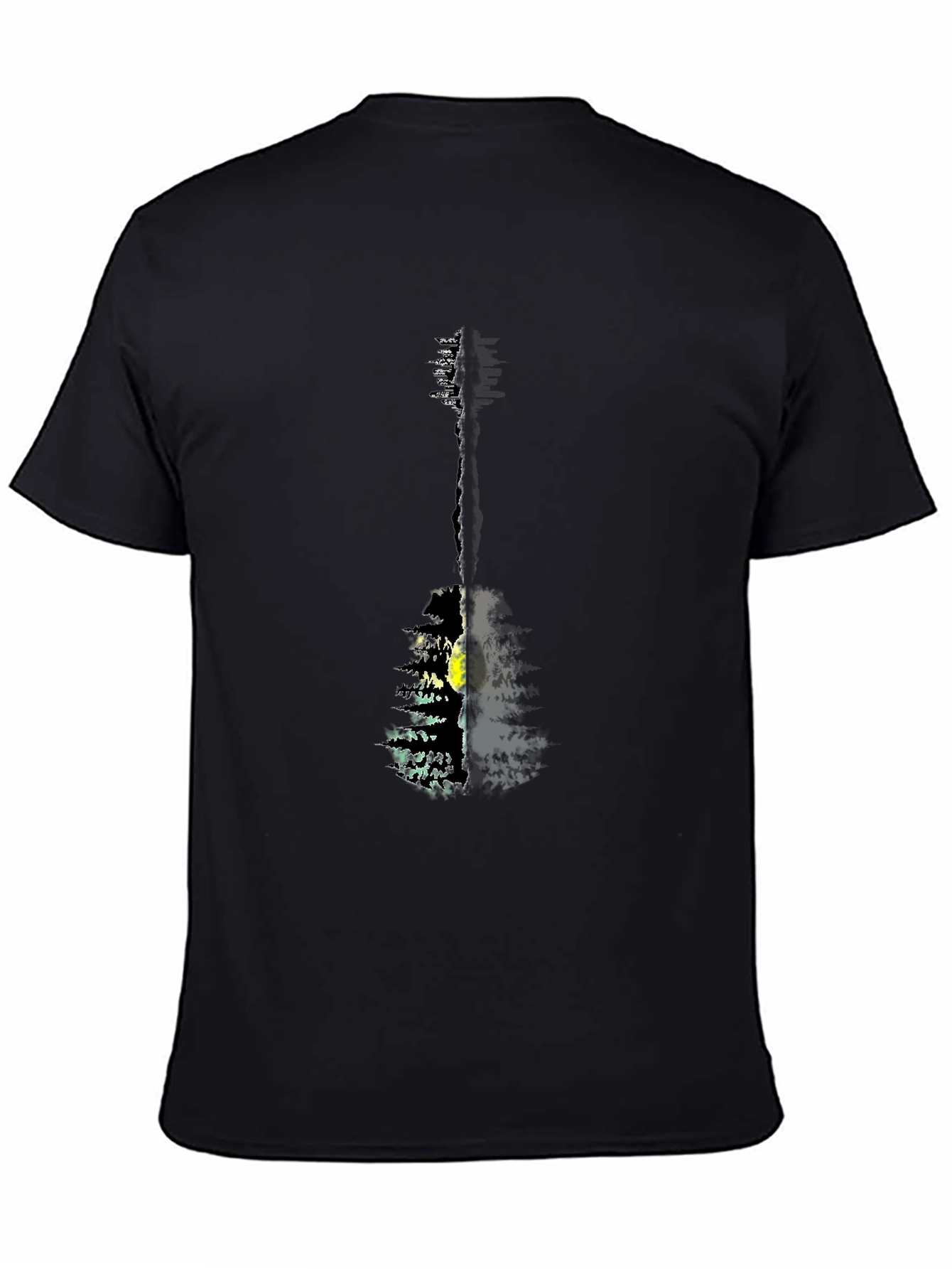 Guitar Forest Graphic Tee - Black Cotton Shirt