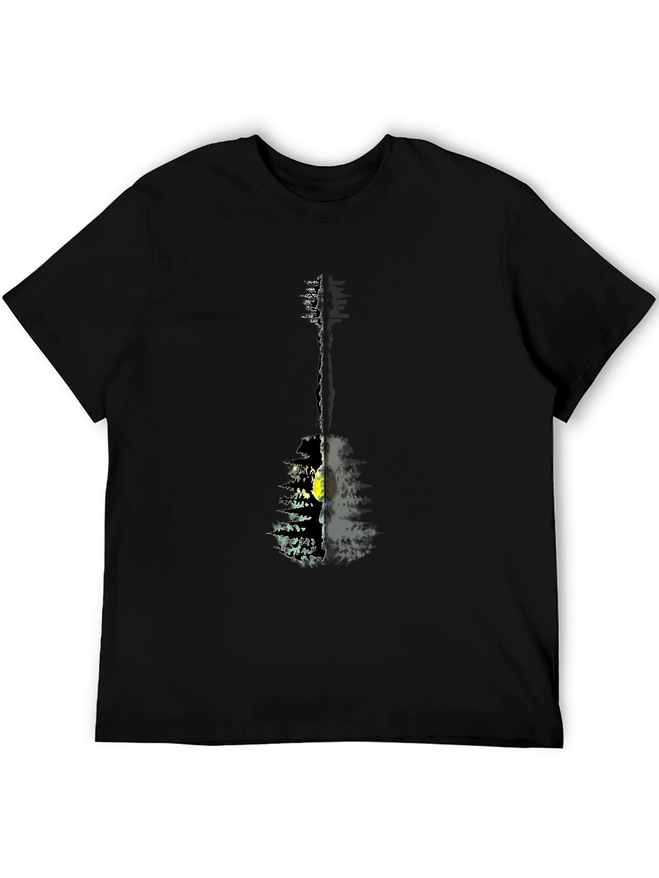 Guitar Forest Graphic Tee - Black Cotton Shirt