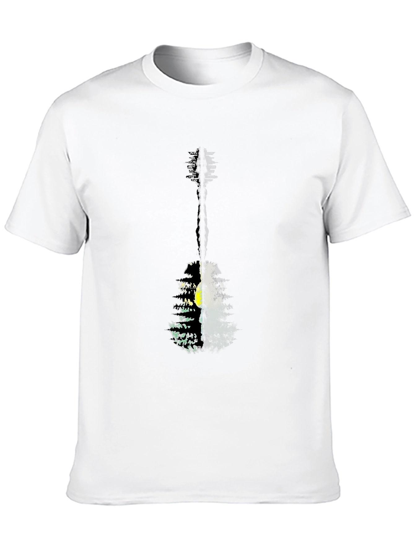 Guitar Forest Graphic Tee - Black Cotton Shirt
