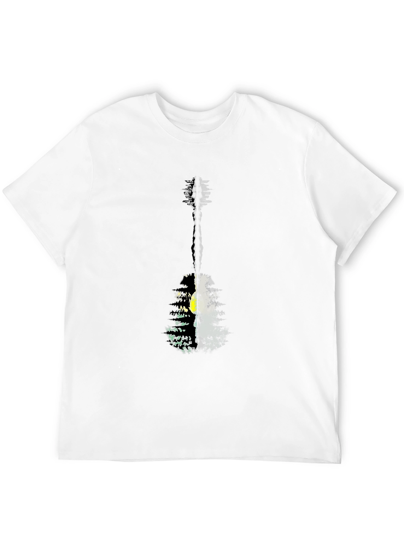 Guitar Forest Graphic Tee - Black Cotton Shirt
