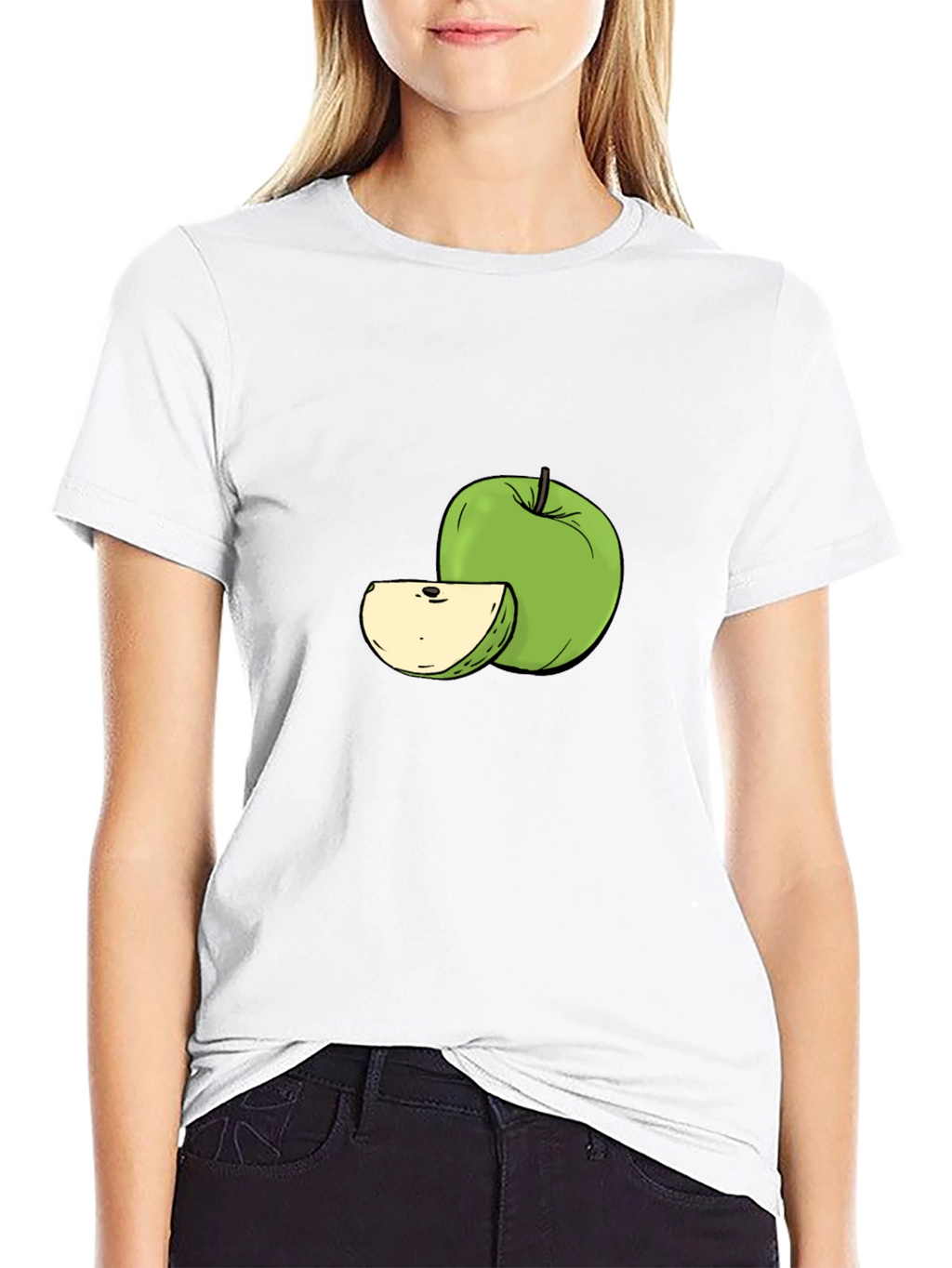 Green Apple Graphic Tee - Stylish Fruit Design