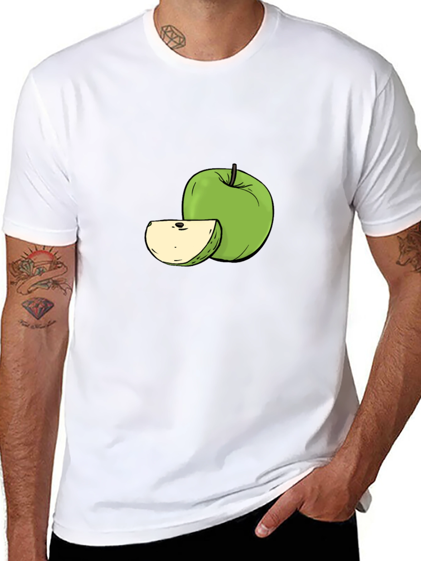Green Apple Graphic Tee - Stylish Fruit Design