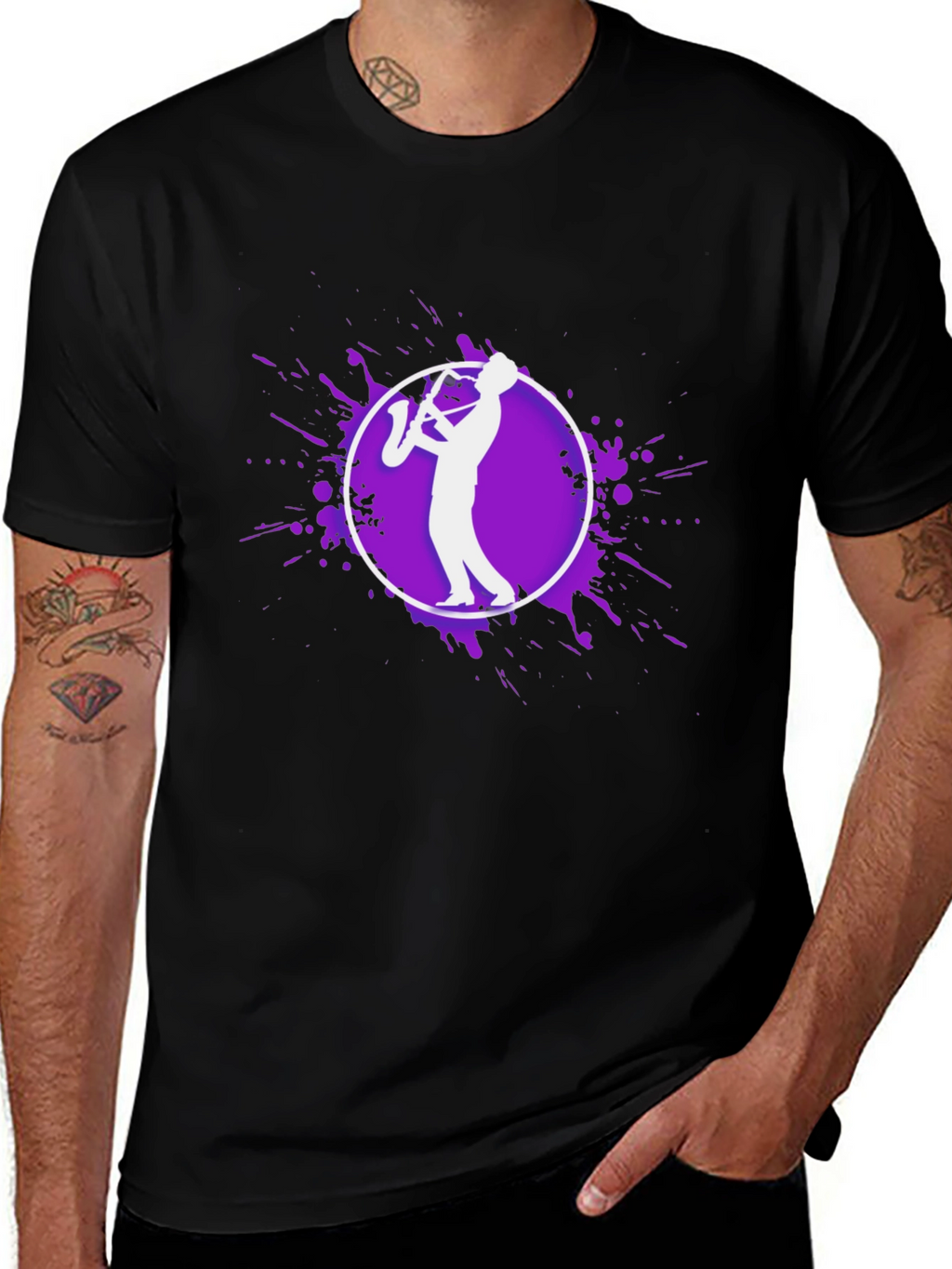 Saxophone Player Graphic Tee - Black