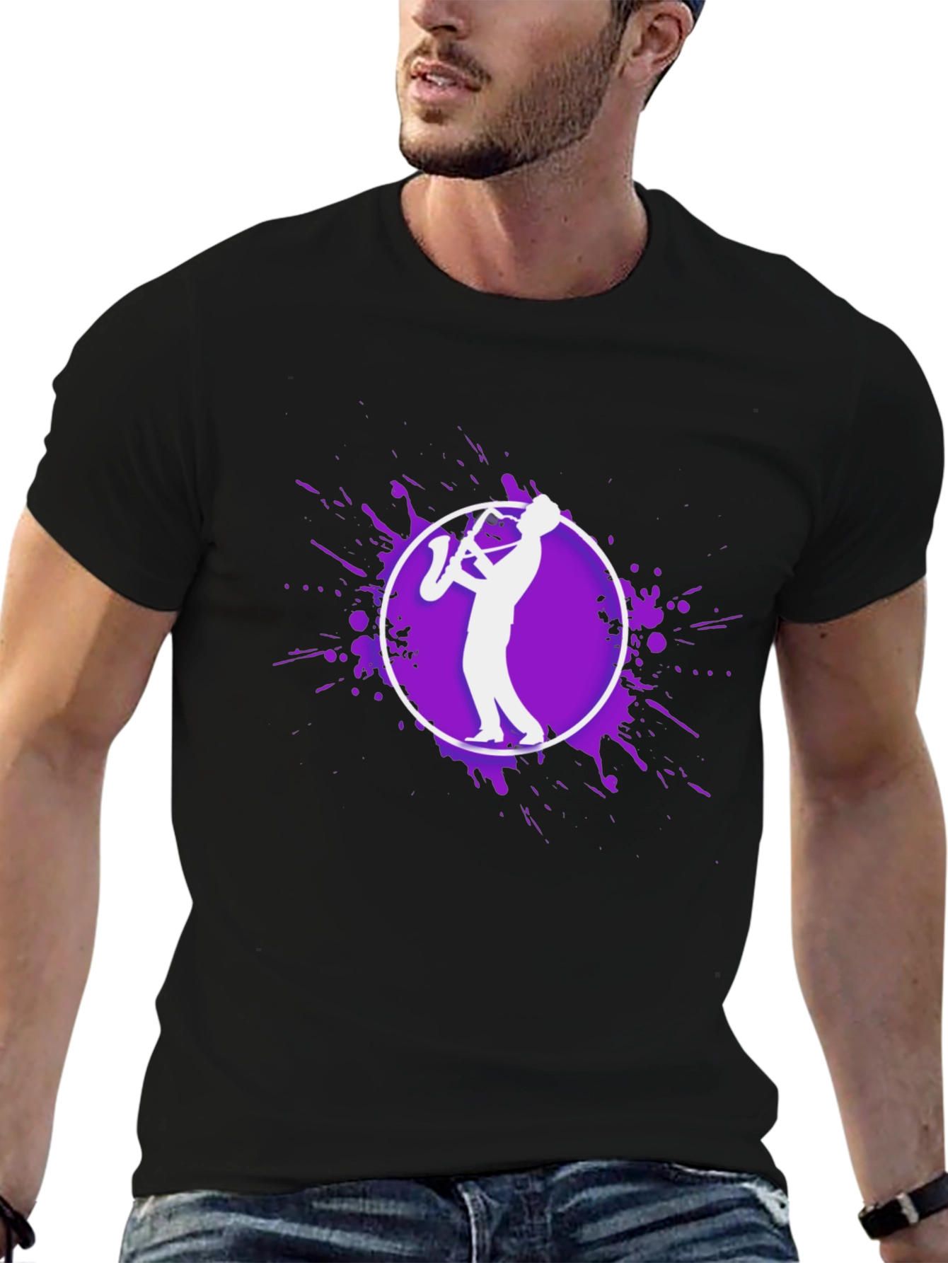 Saxophone Player Graphic Tee - Black