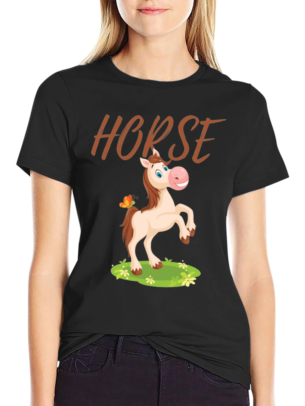 Horse Cartoon Graphic T-Shirt