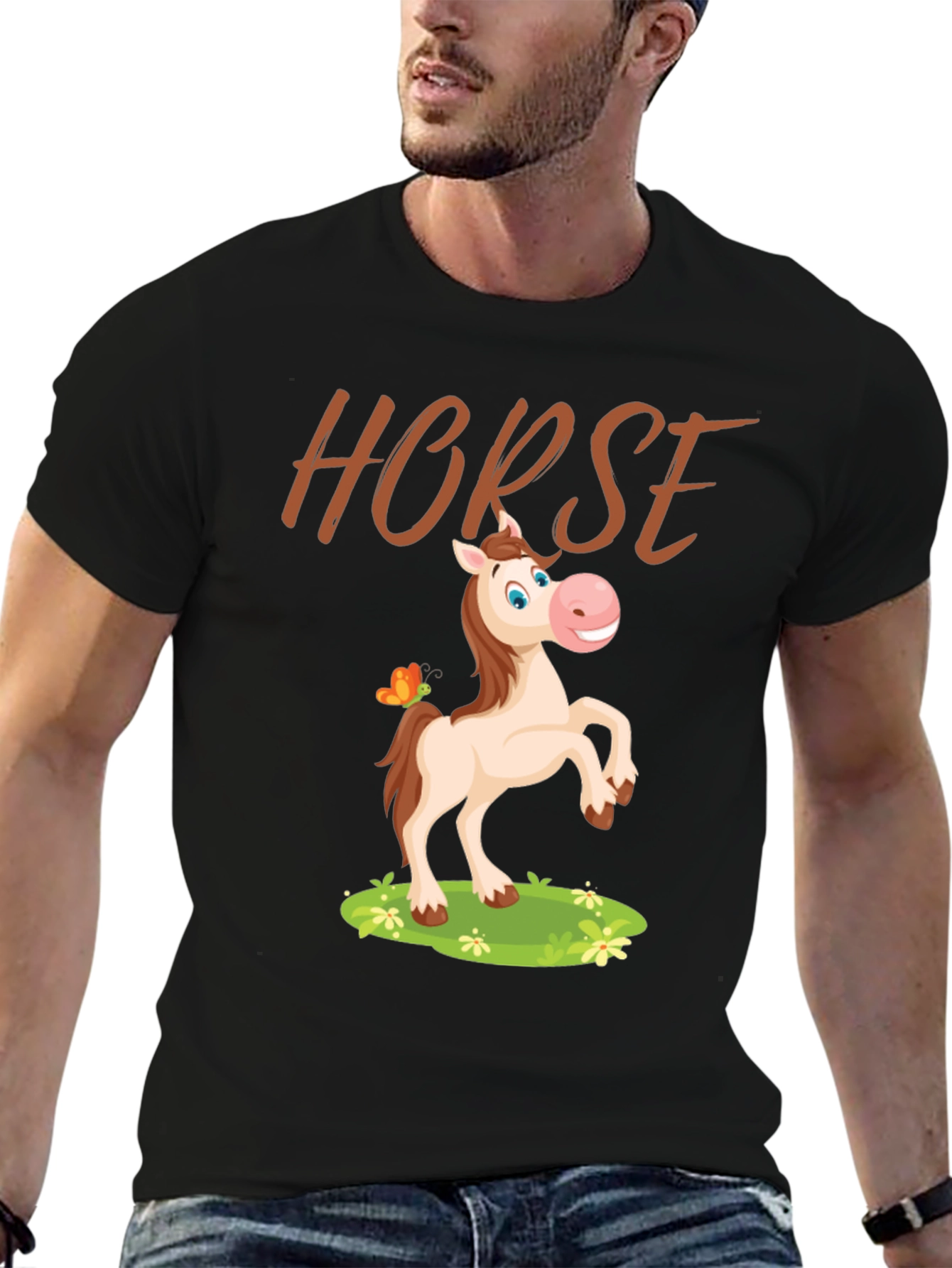 Horse Cartoon Graphic T-Shirt