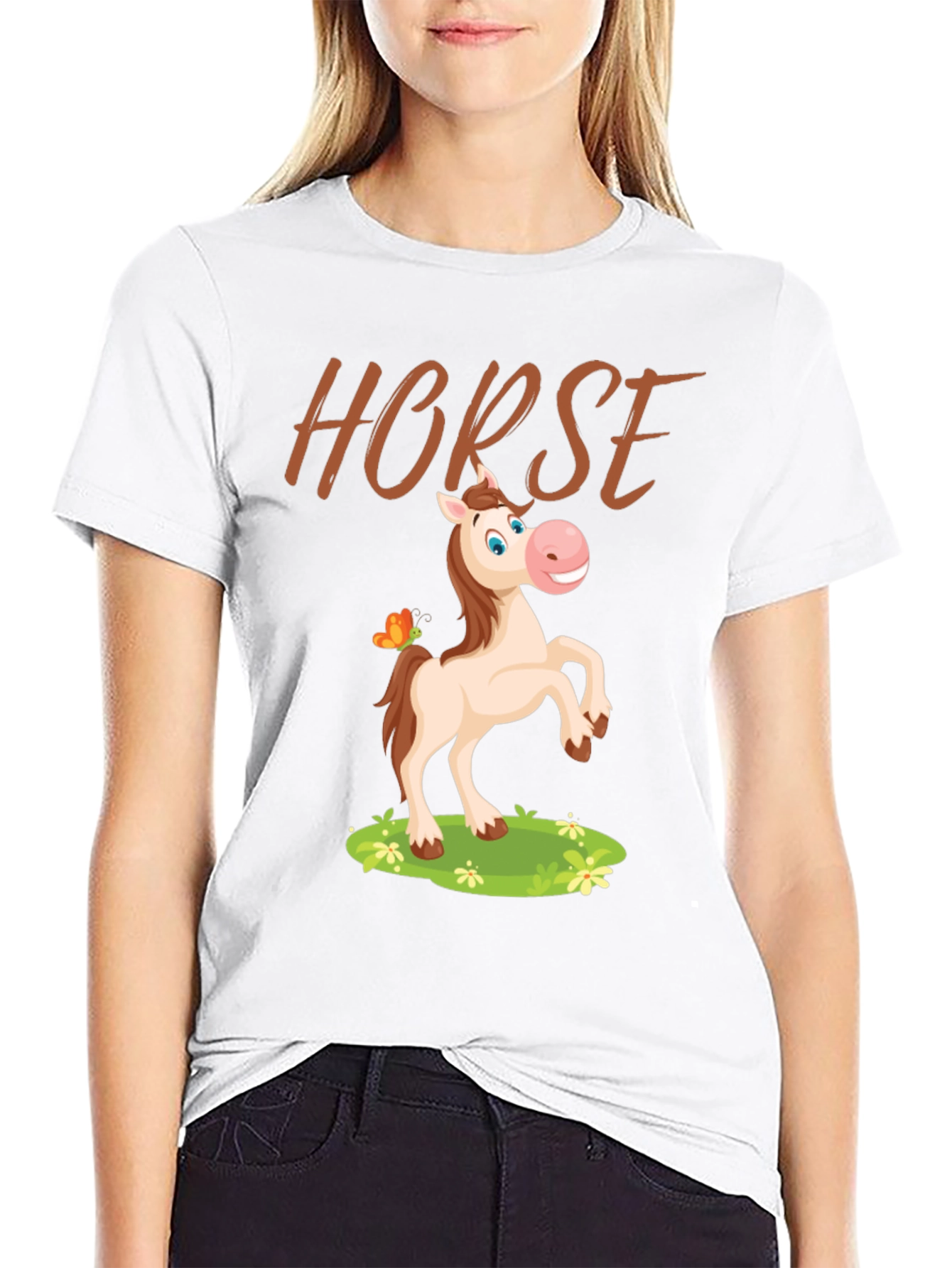 Horse Cartoon Graphic T-Shirt