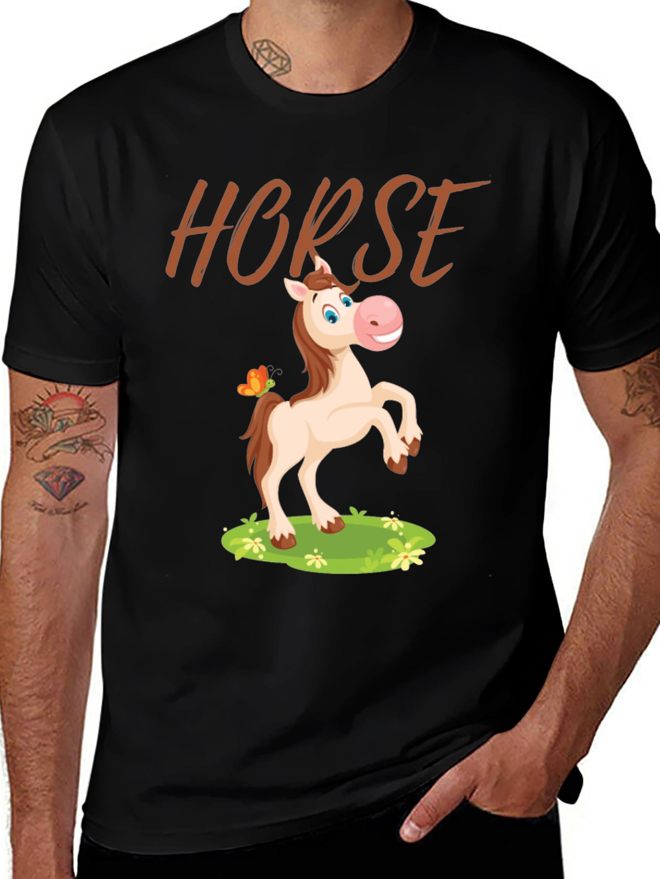 Horse Cartoon Graphic T-Shirt