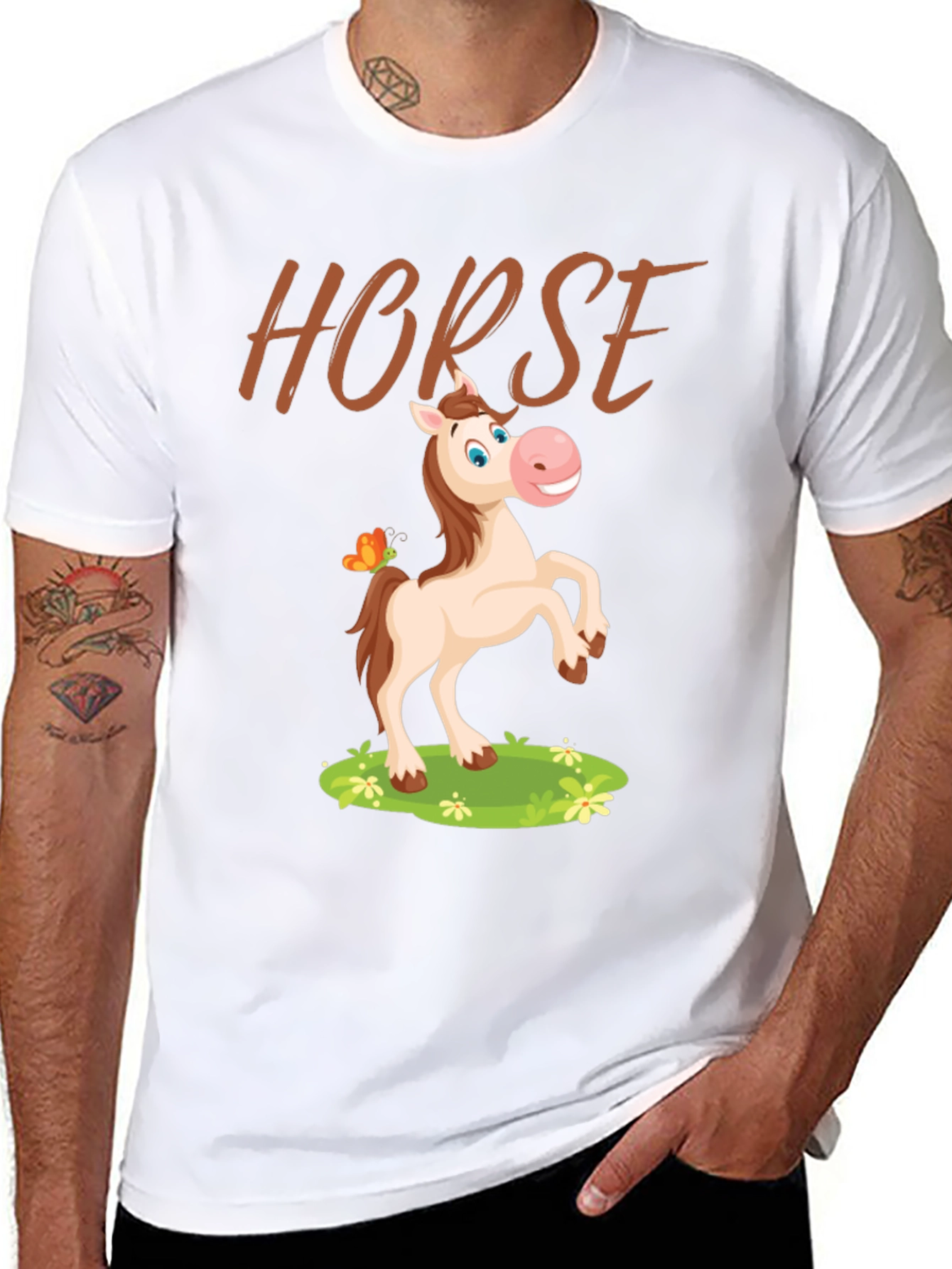 Horse Cartoon Graphic T-Shirt