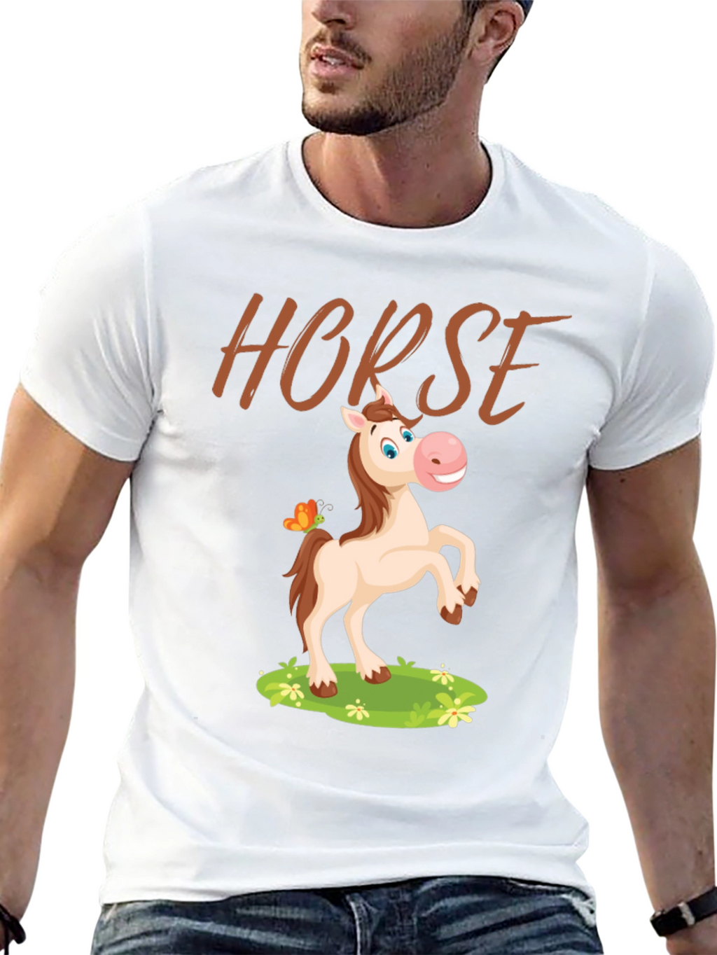 Horse Cartoon Graphic T-Shirt