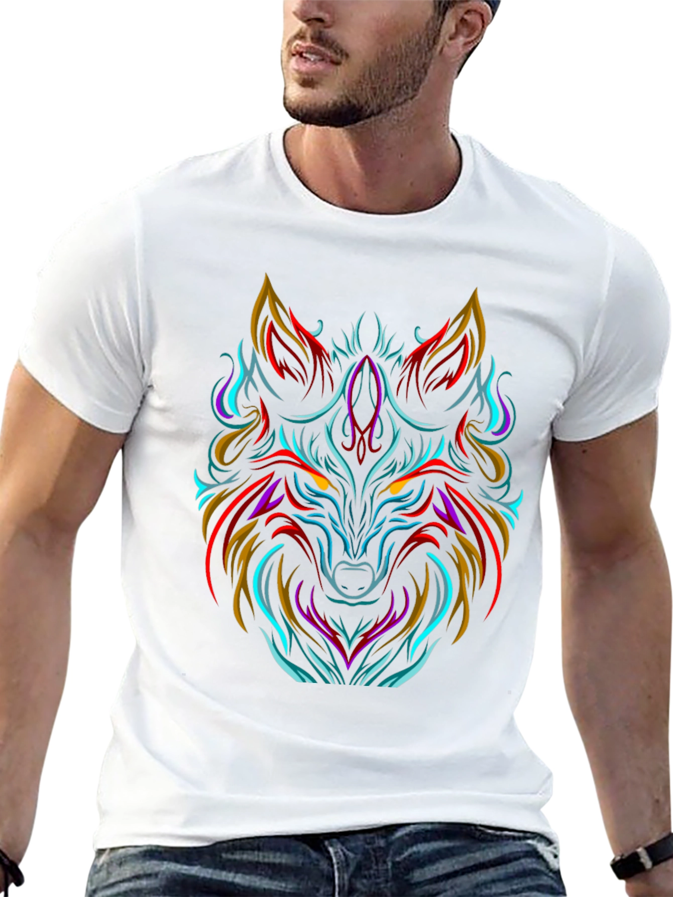 Bold Wolf Graphic Tee - Black