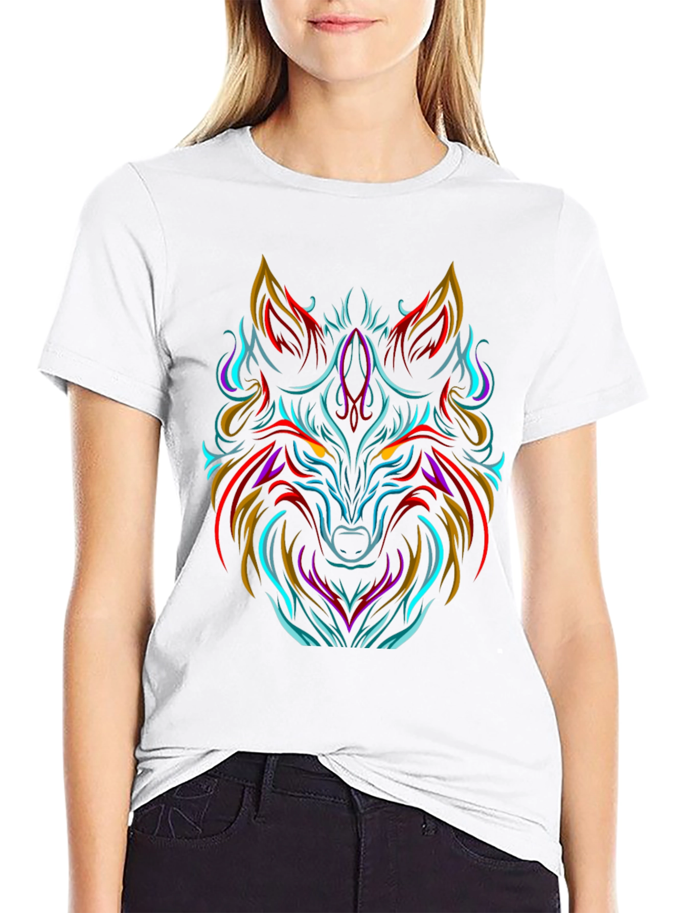 Bold Wolf Graphic Tee - Black