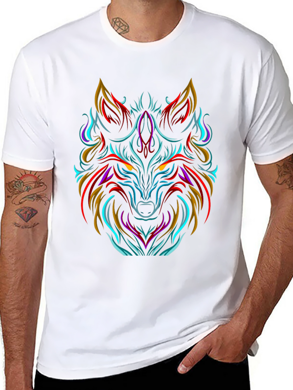 Bold Wolf Graphic Tee - Black