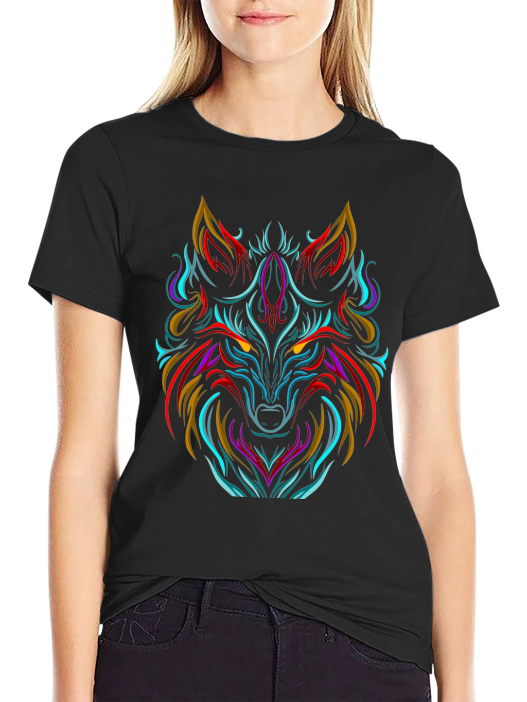 Bold Wolf Graphic Tee - Black