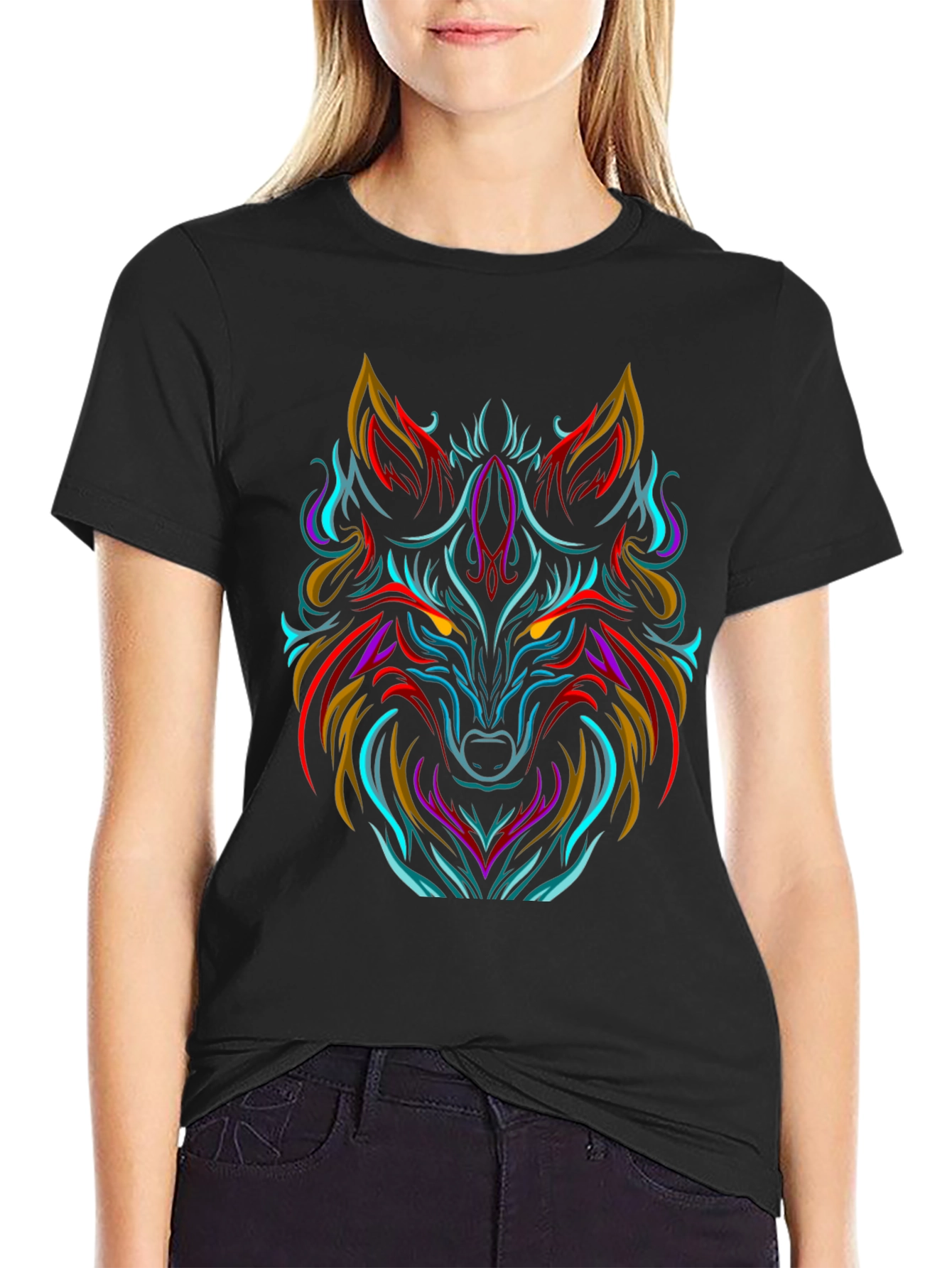 Bold Wolf Graphic Tee - Black