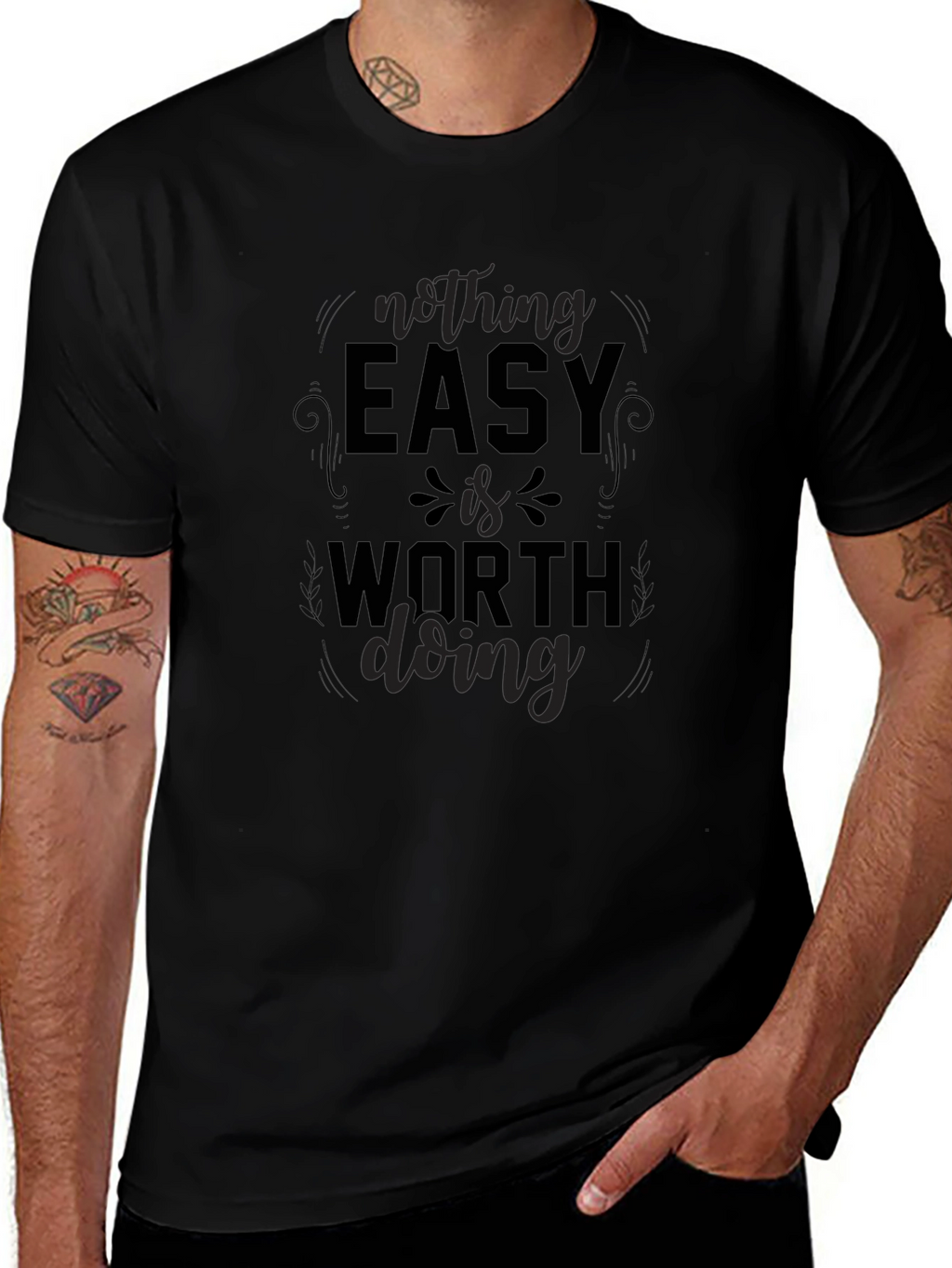 Nothing Easy T-Shirt - Motivation Black Tee