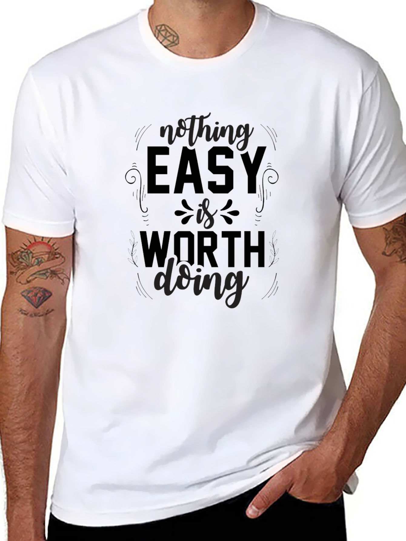 Nothing Easy T-Shirt - Motivation Black Tee