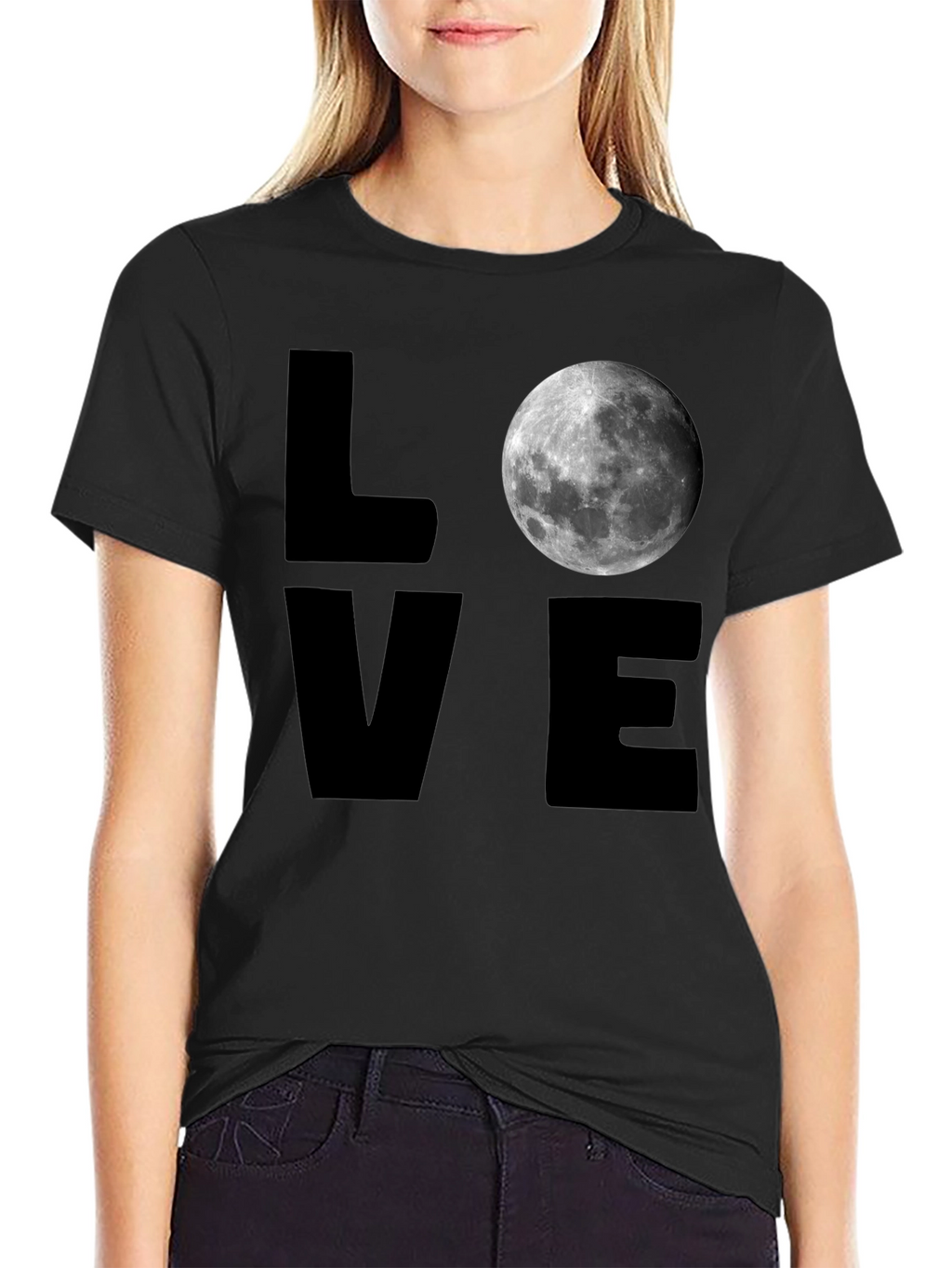 LOVE Moon Graphic T-Shirt - Mens Black Tee
