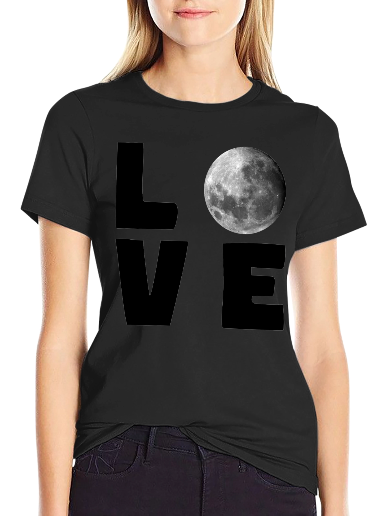 LOVE Moon Graphic T-Shirt - Mens Black Tee