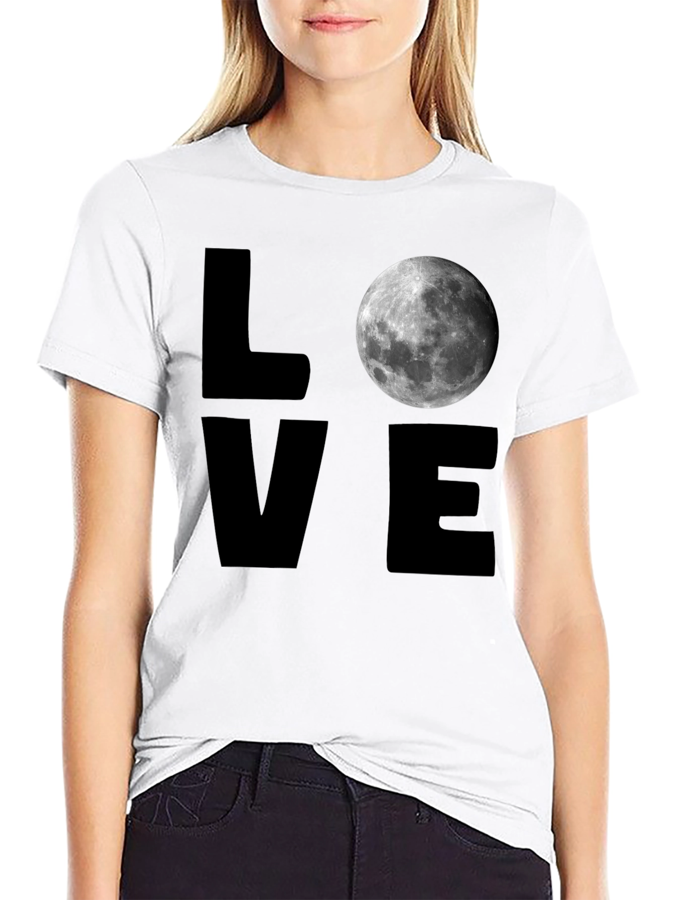 LOVE Moon Graphic T-Shirt - Mens Black Tee