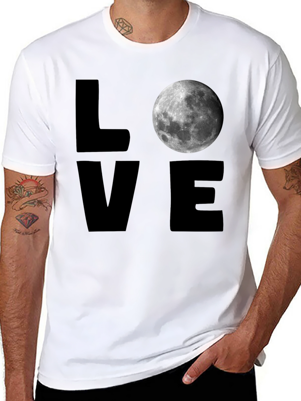 LOVE Moon Graphic T-Shirt - Mens Black Tee