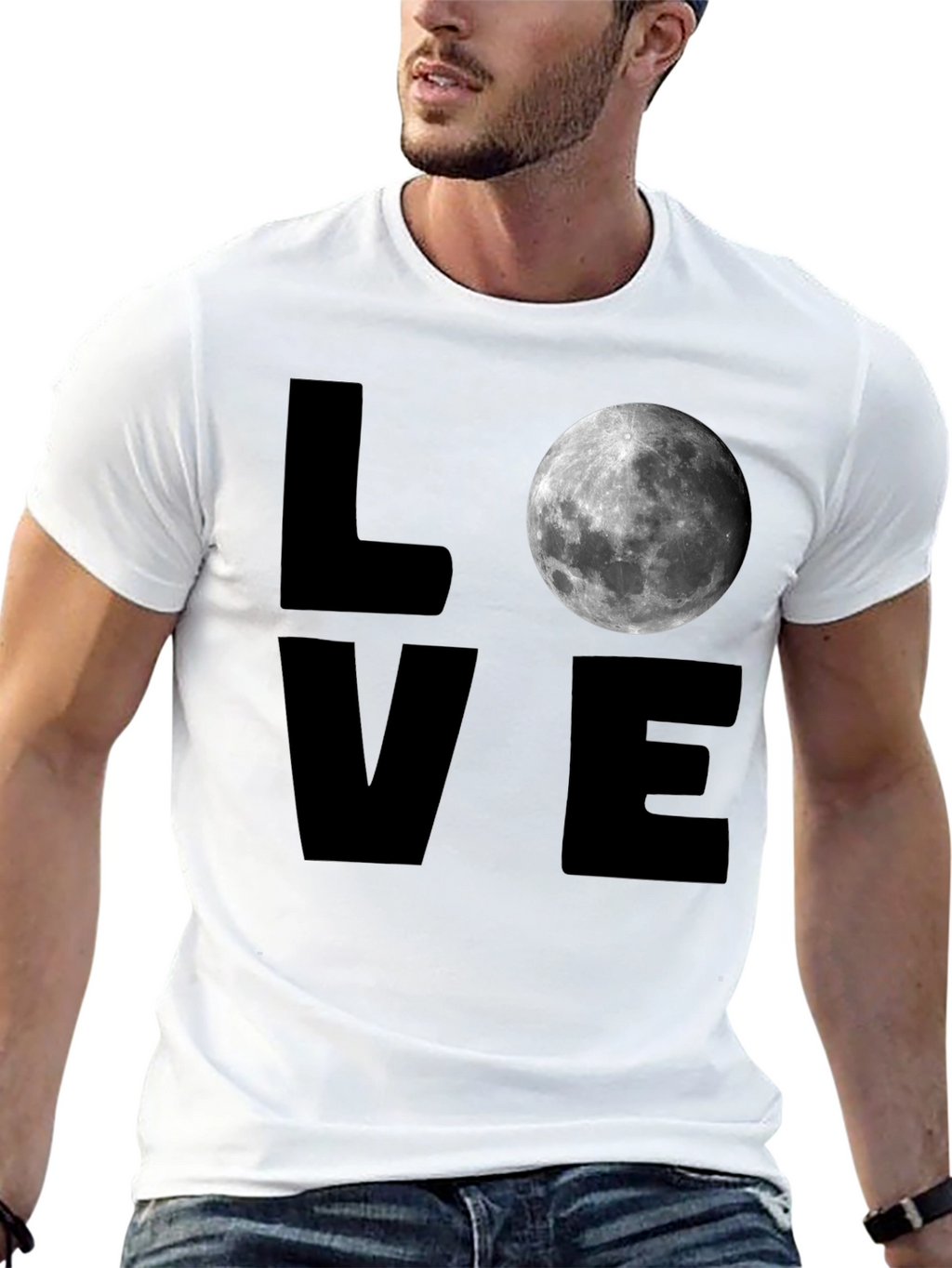 LOVE Moon Graphic T-Shirt - Mens Black Tee