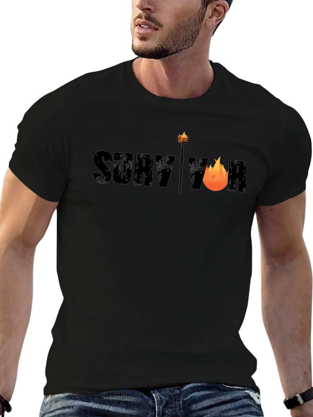 Survivor Graphic T-Shirt - Black