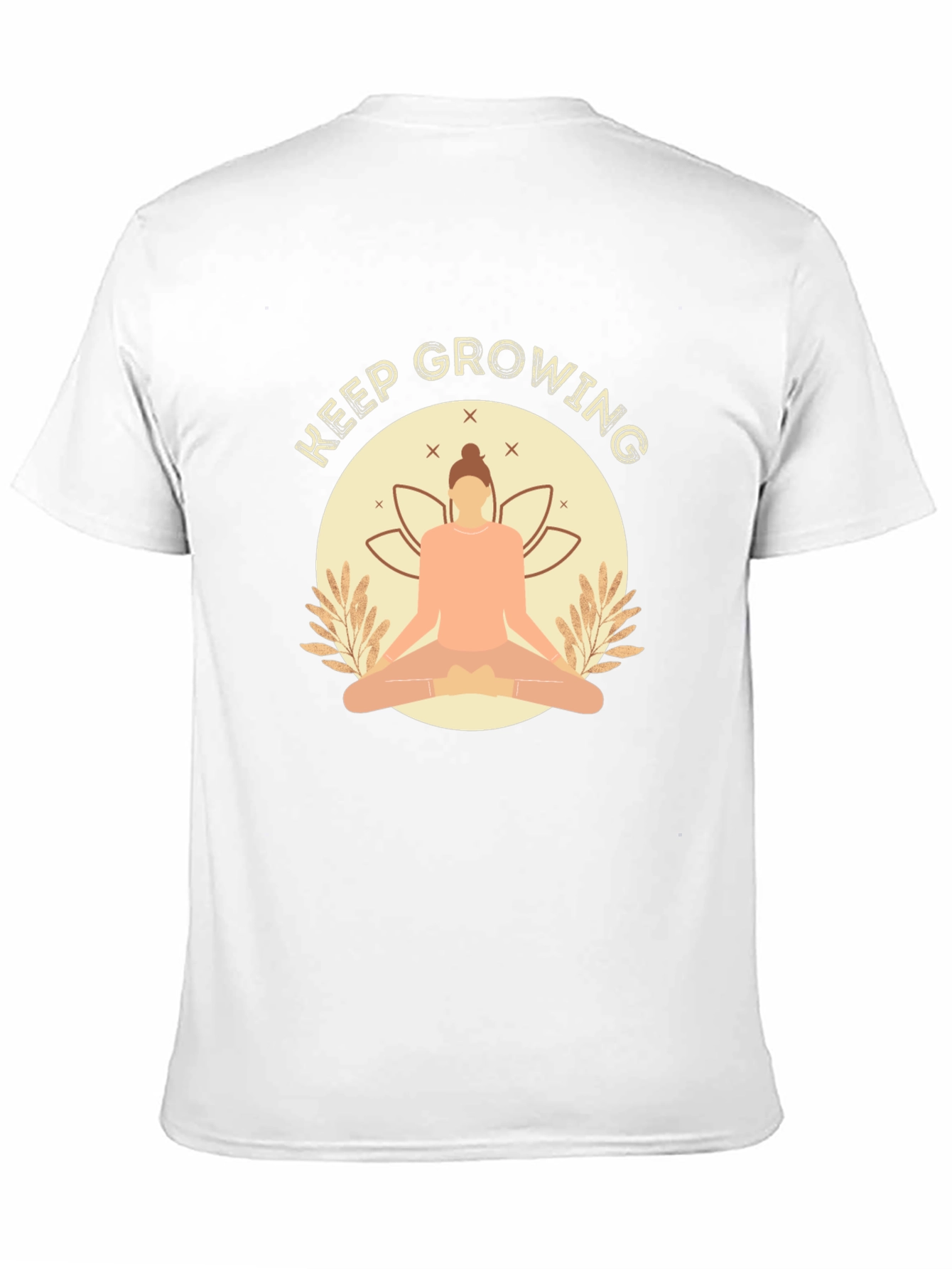 Keep Growing Black T-Shirt with Yoga Design