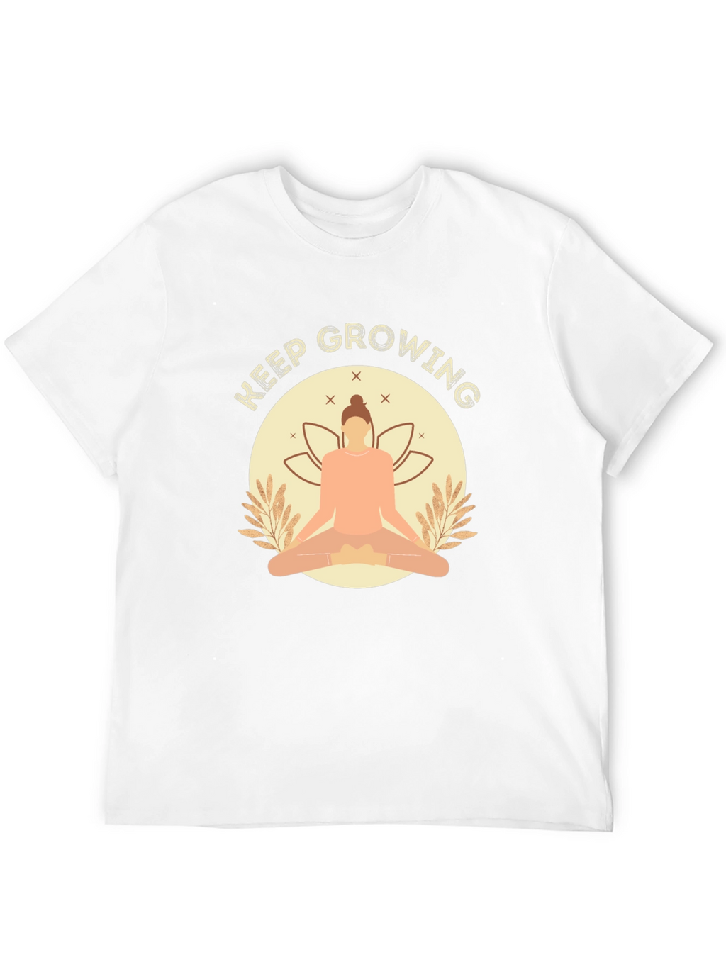 Keep Growing Black T-Shirt with Yoga Design