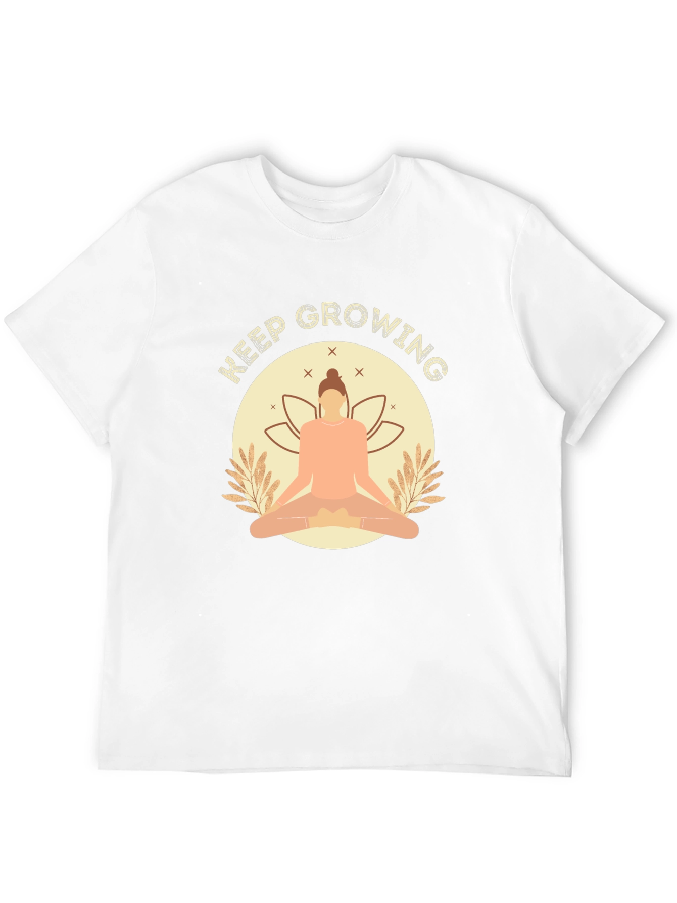 Keep Growing Black T-Shirt with Yoga Design
