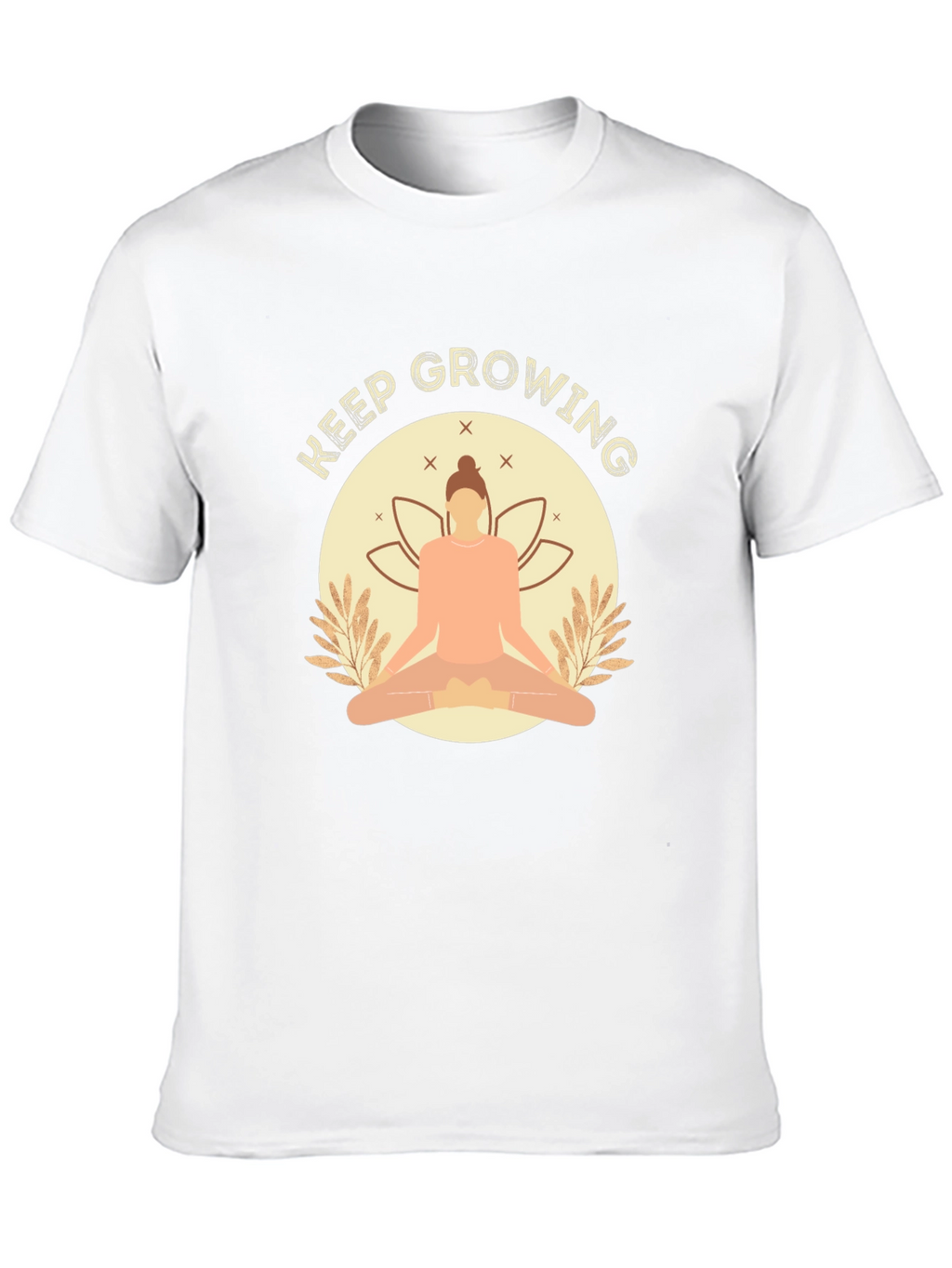 Keep Growing Black T-Shirt with Yoga Design