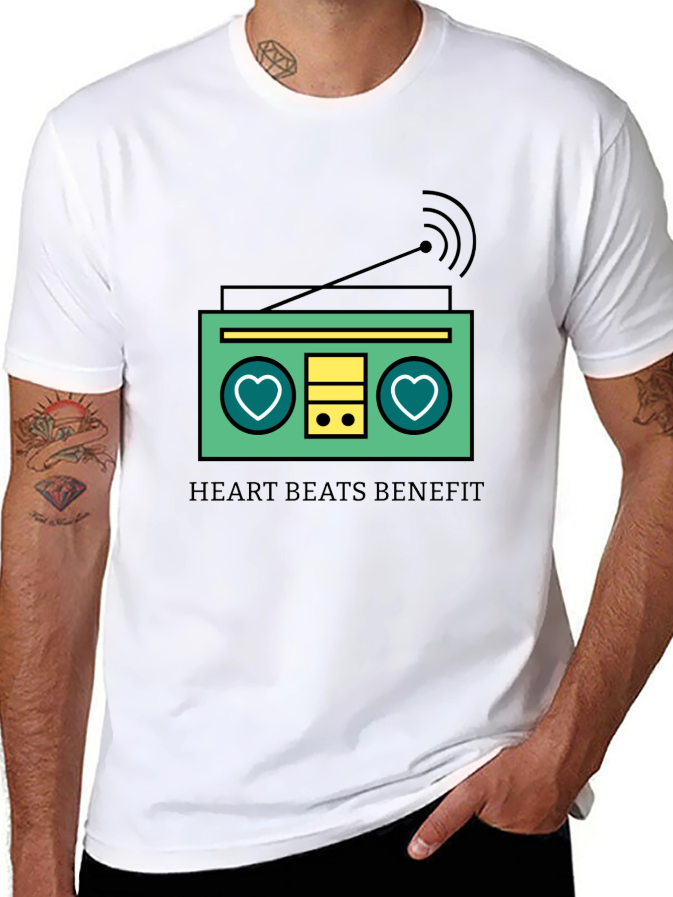 Heart Beats Benefit Graphic T-Shirt - Black